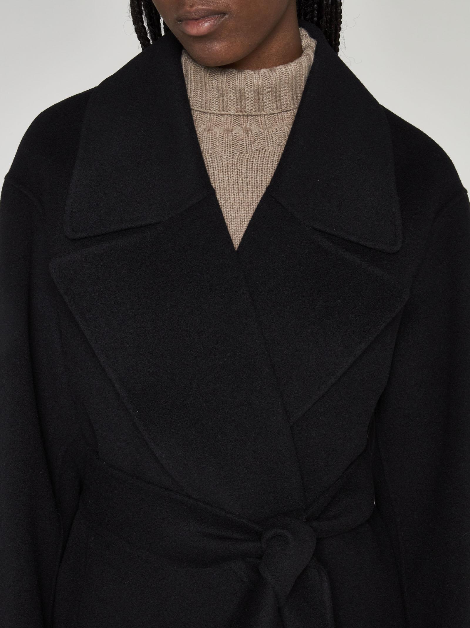 Shop Sportmax Veleno Belted Wool Coat In Black