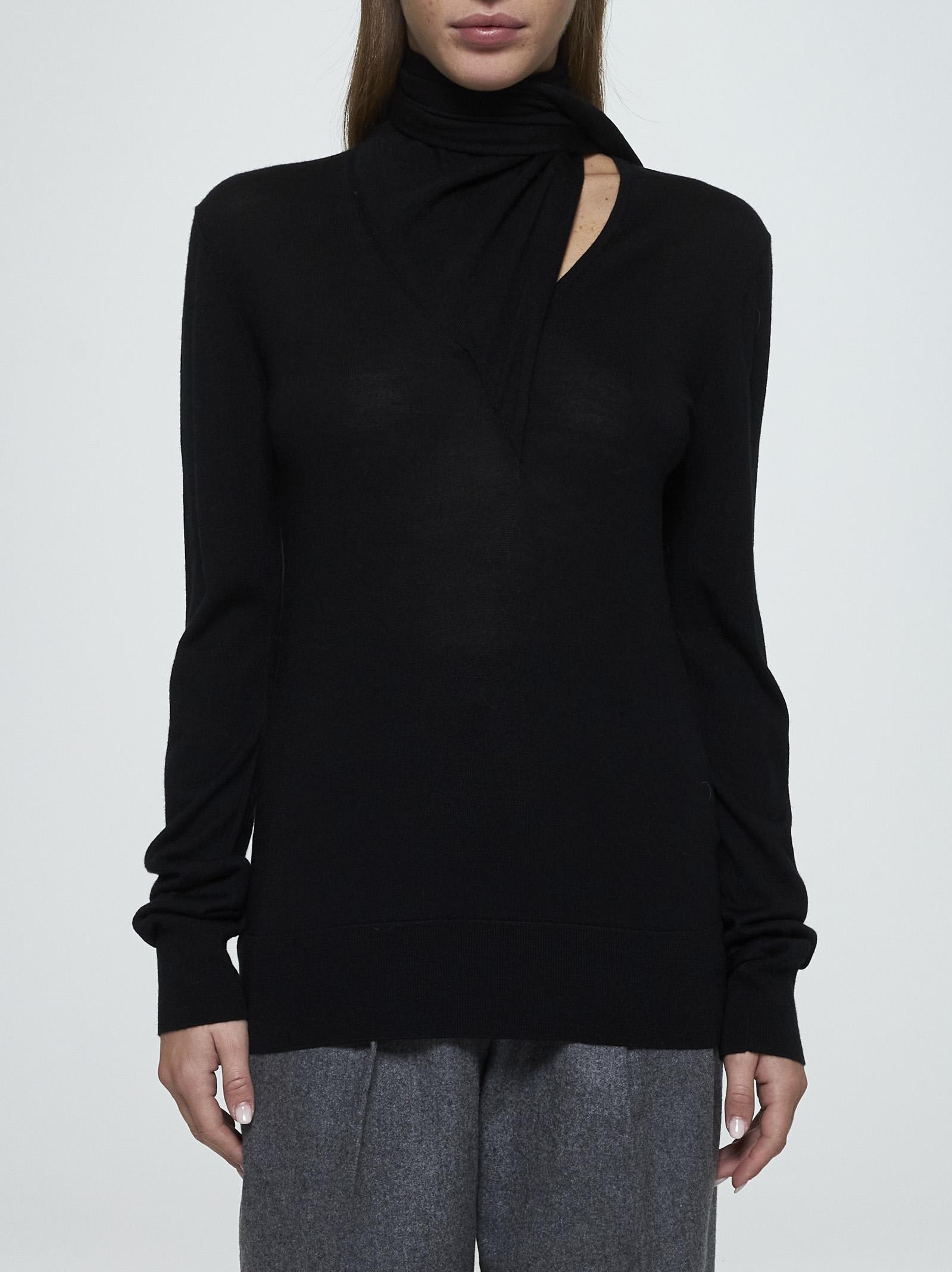 Shop Totême Scarf Wool And Silk Sweater In Black