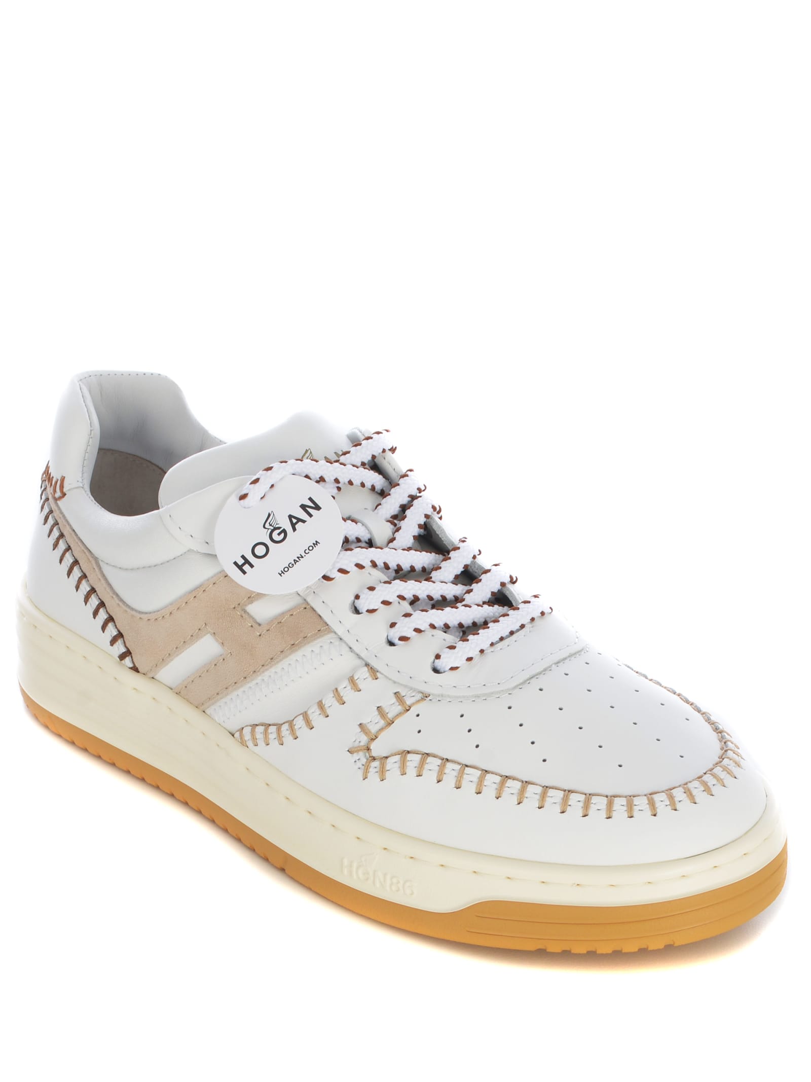Shop Hogan Sneakers  H630 Made Of Leather In Bianco