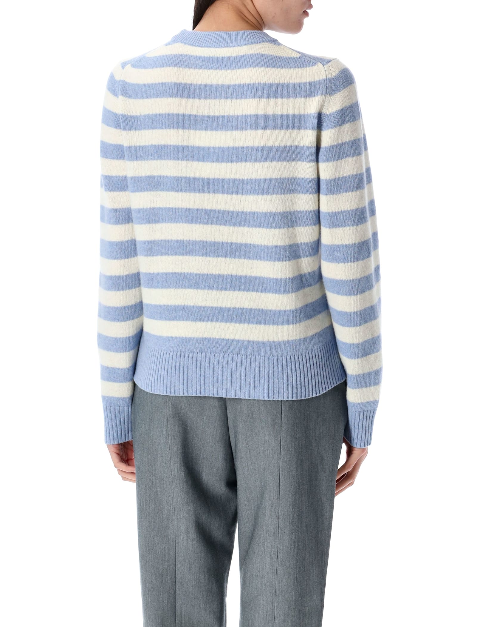 Ganni Mixed Colours Women's Knit Sweater. In Stripe Blue
