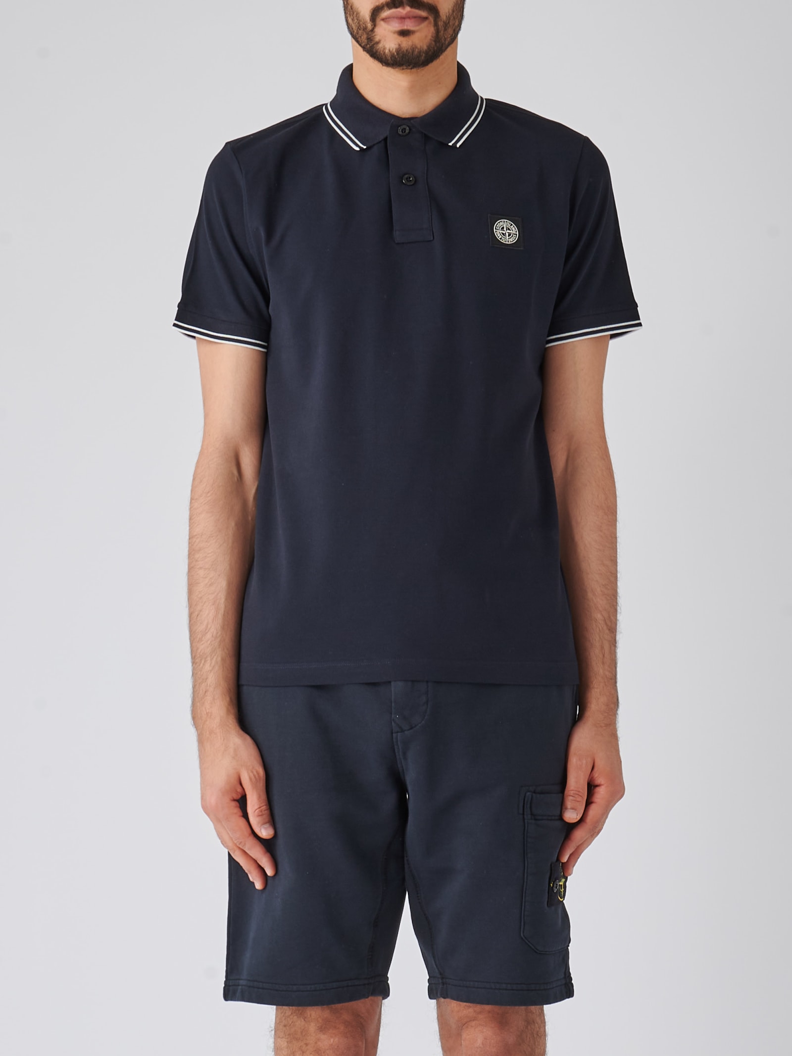 Stone Island Polo M/c Slim Fit T-shirt In Navy