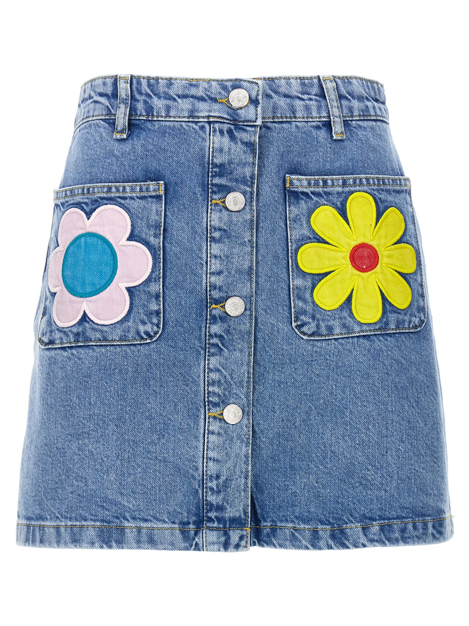 M05CH1N0 JEANS FLORAL EMBROIDERY SKIRT