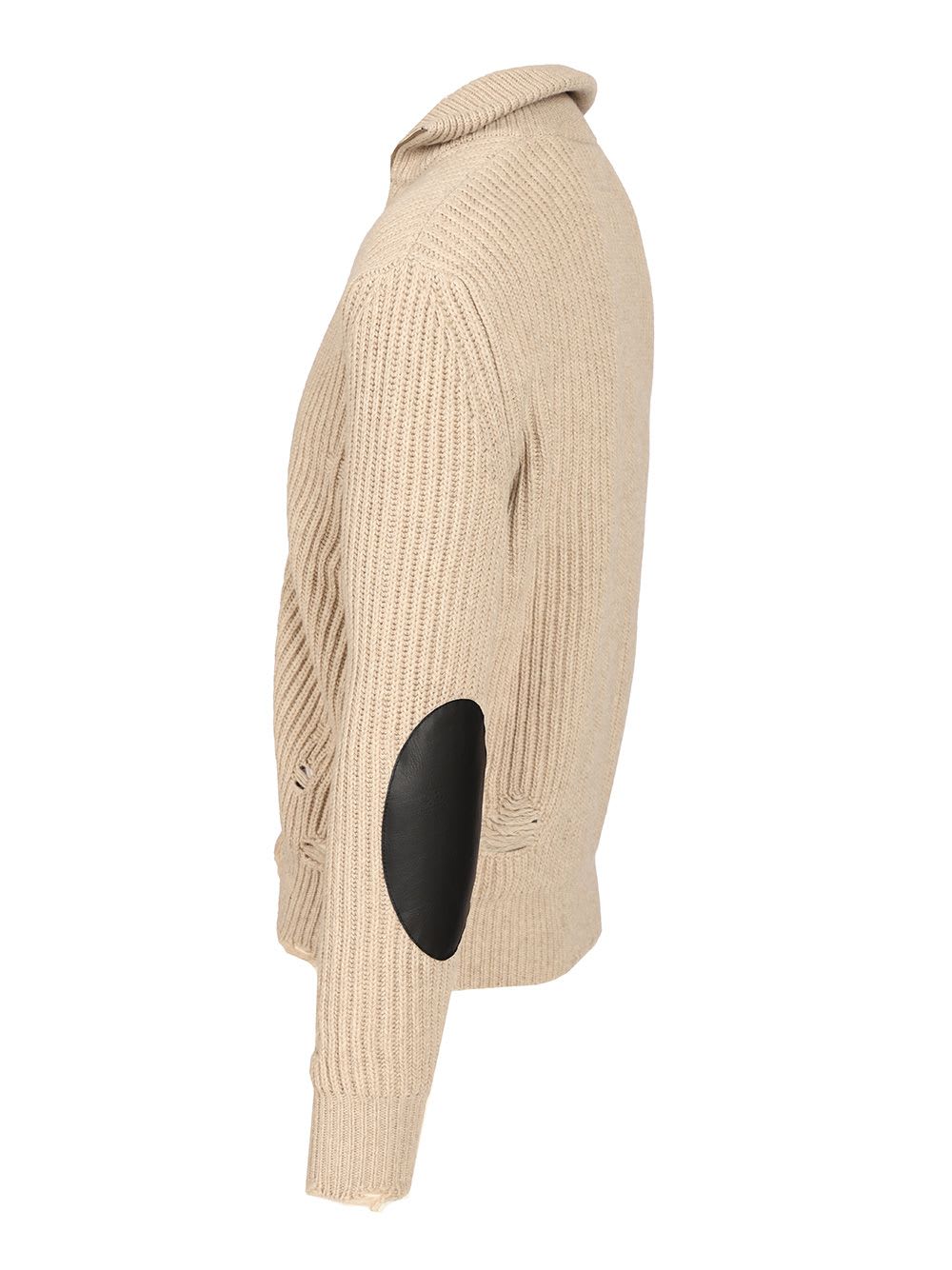 Mm6 Maison Margiela Wool Blend Knitted Jacket Jackets Beige In Neutral