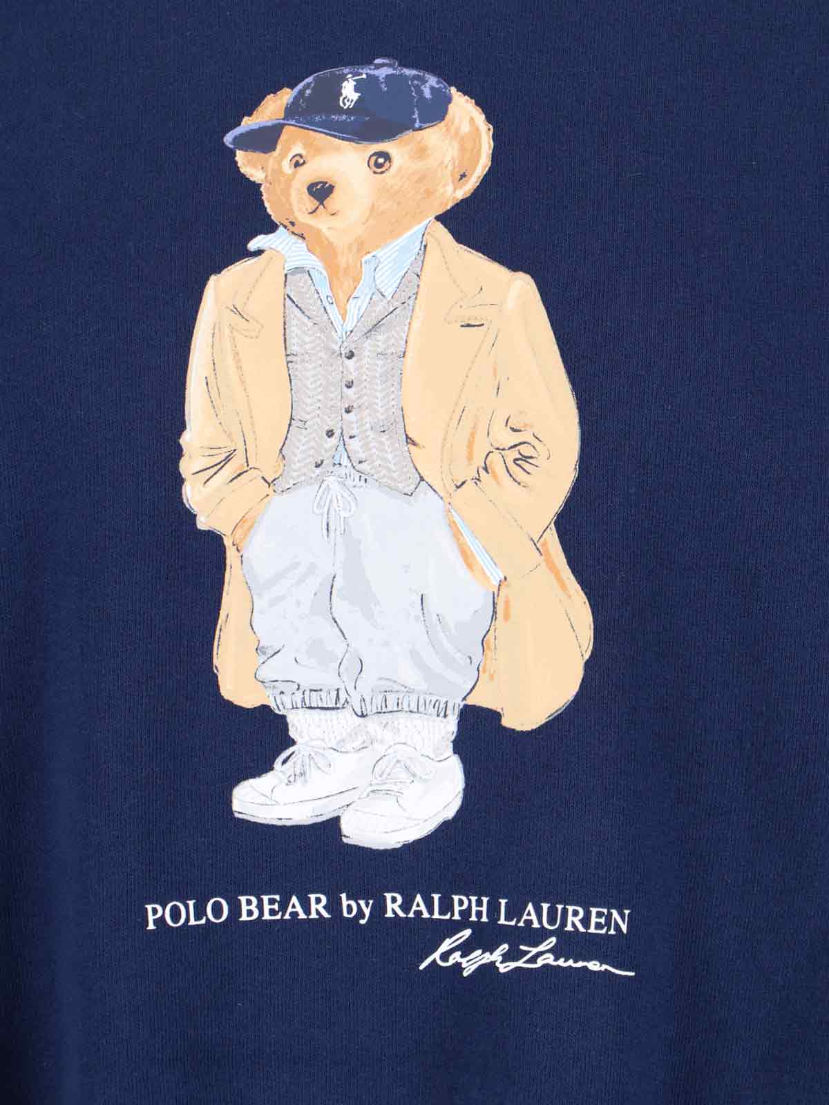 Polo Ralph Lauren Brushed Cotton Blend Sweatshirt With Iconic Polo Bear In Blue