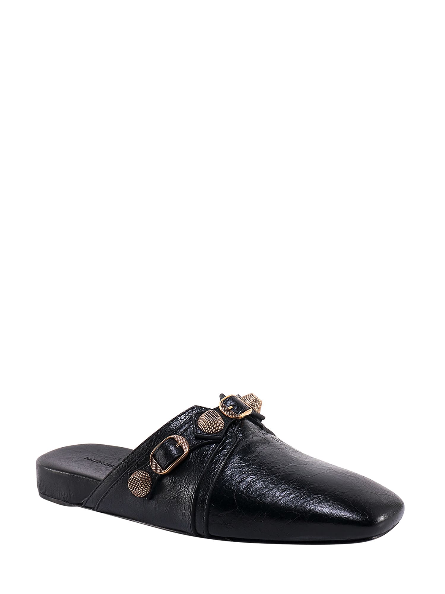 Balenciaga Cozy Cagole Leather Flat Mules In Black