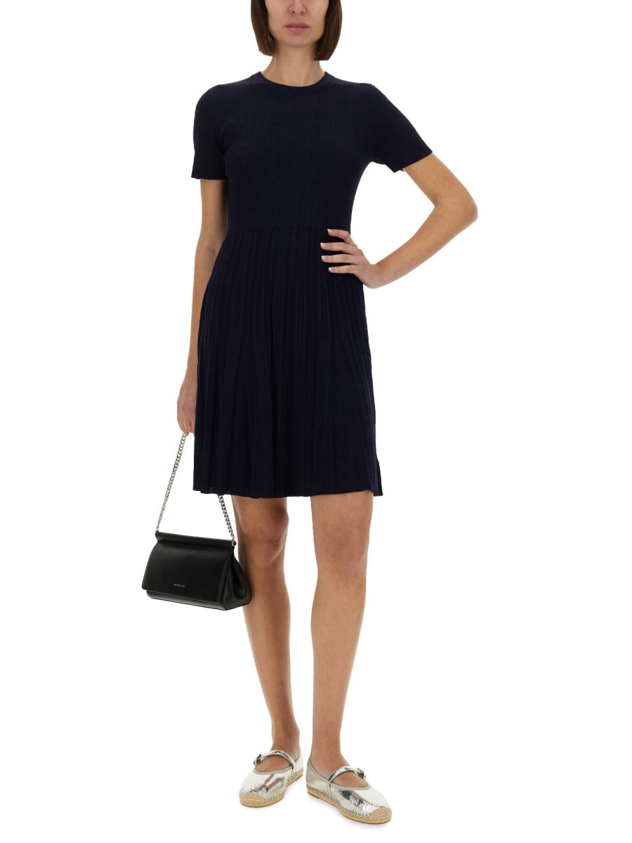 Michael Kors Ribbed Knit Dress In Blue