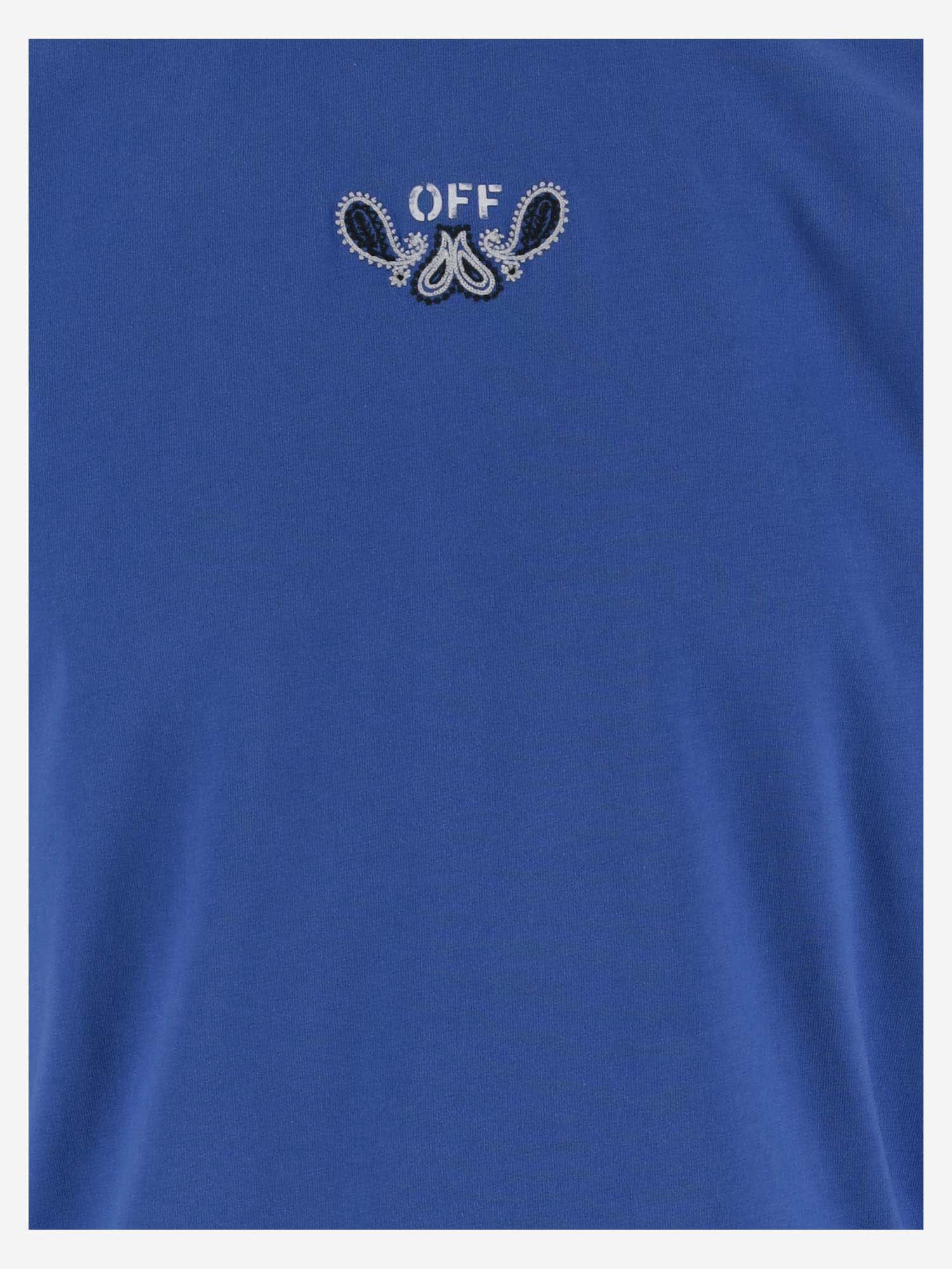Shop Off-white Cotton Bandana T-shirt With Logo In Blue