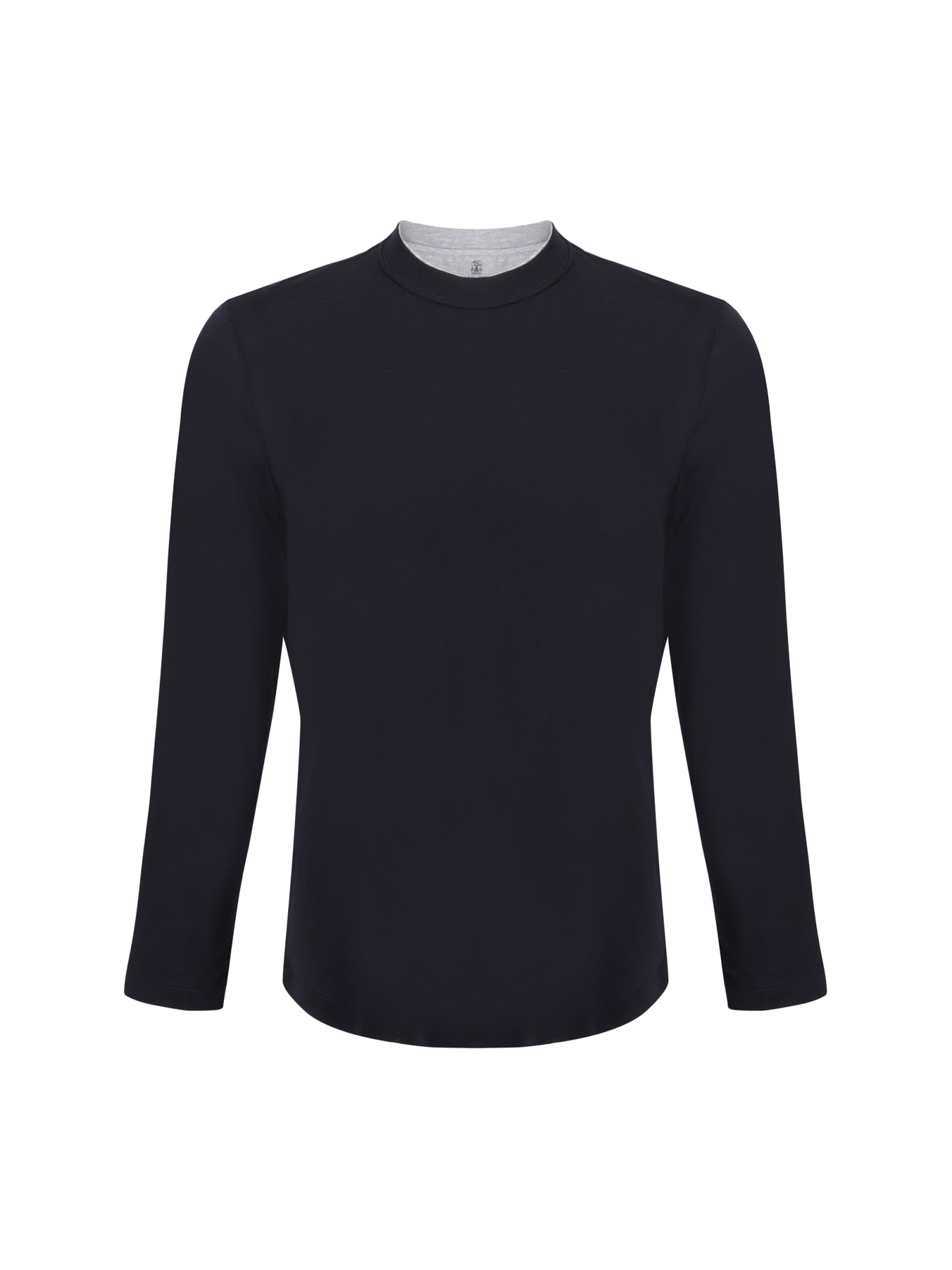 Shop Brunello Cucinelli Long Sleeve Jersey In Navy+grigio