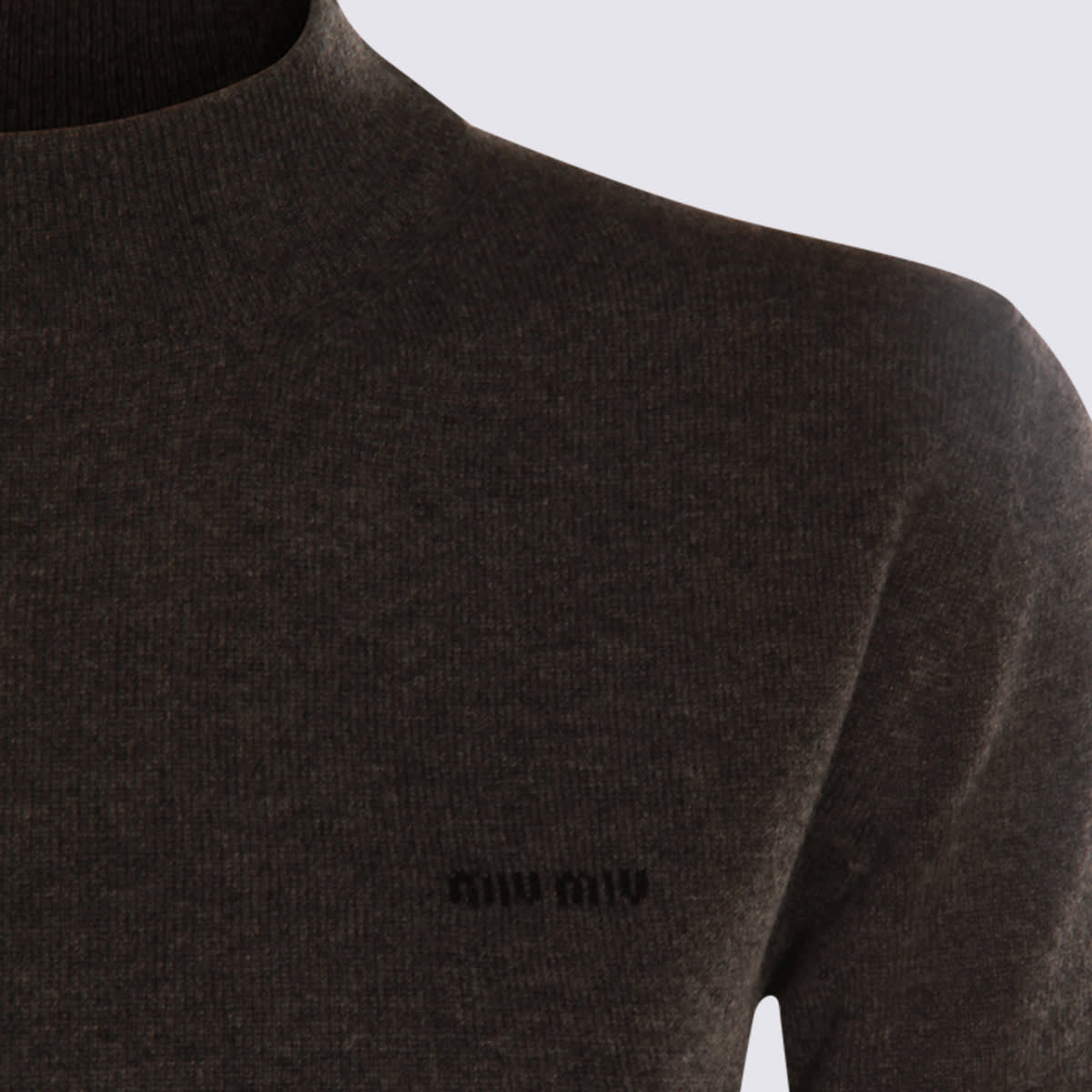 Miu Miu Grey Cashmere Knitwear In Black