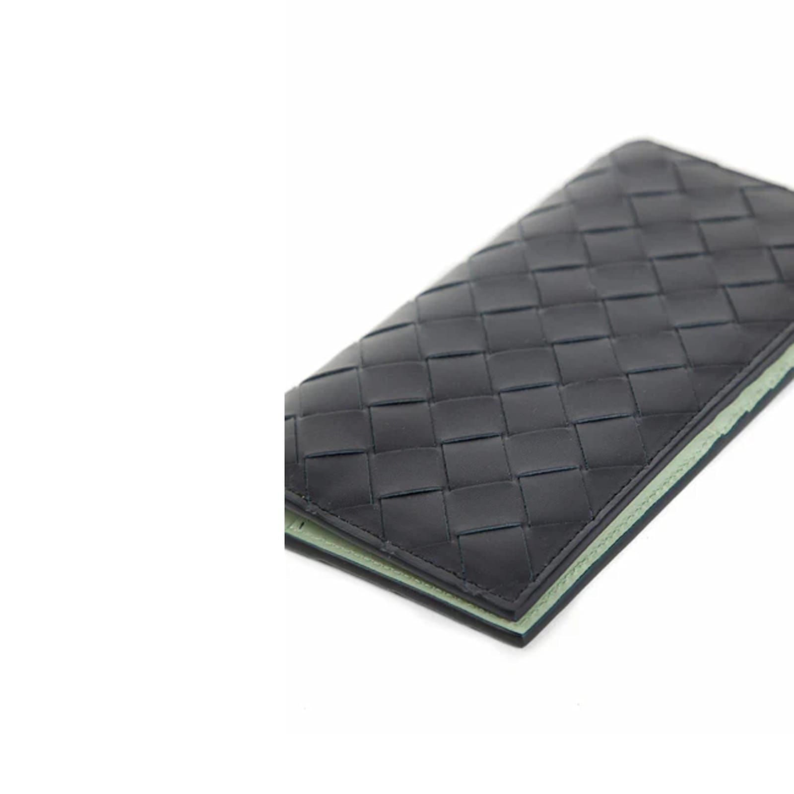 Bottega Veneta Slim Long Intrecciato Wallet In Premium Calf Leather In Blue