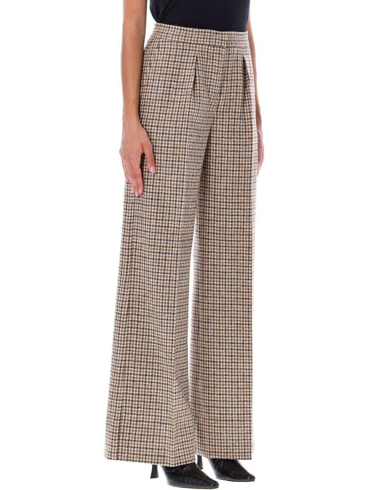 Shop Palm Angels Check-printed Loose-fit Pants In Beige