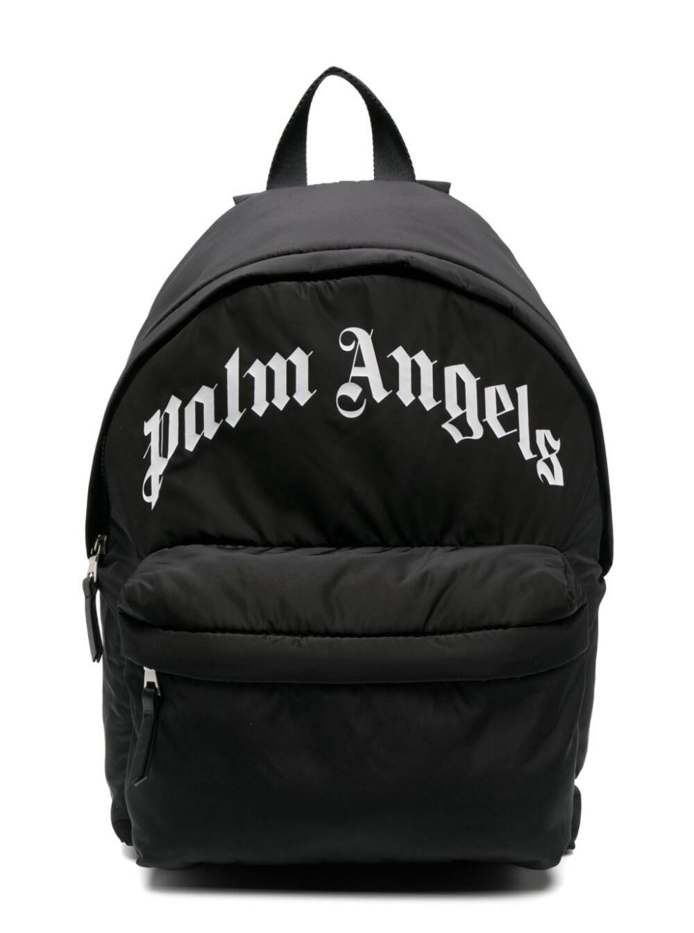 Palm Angels Curved Logo Big Backpack Black White