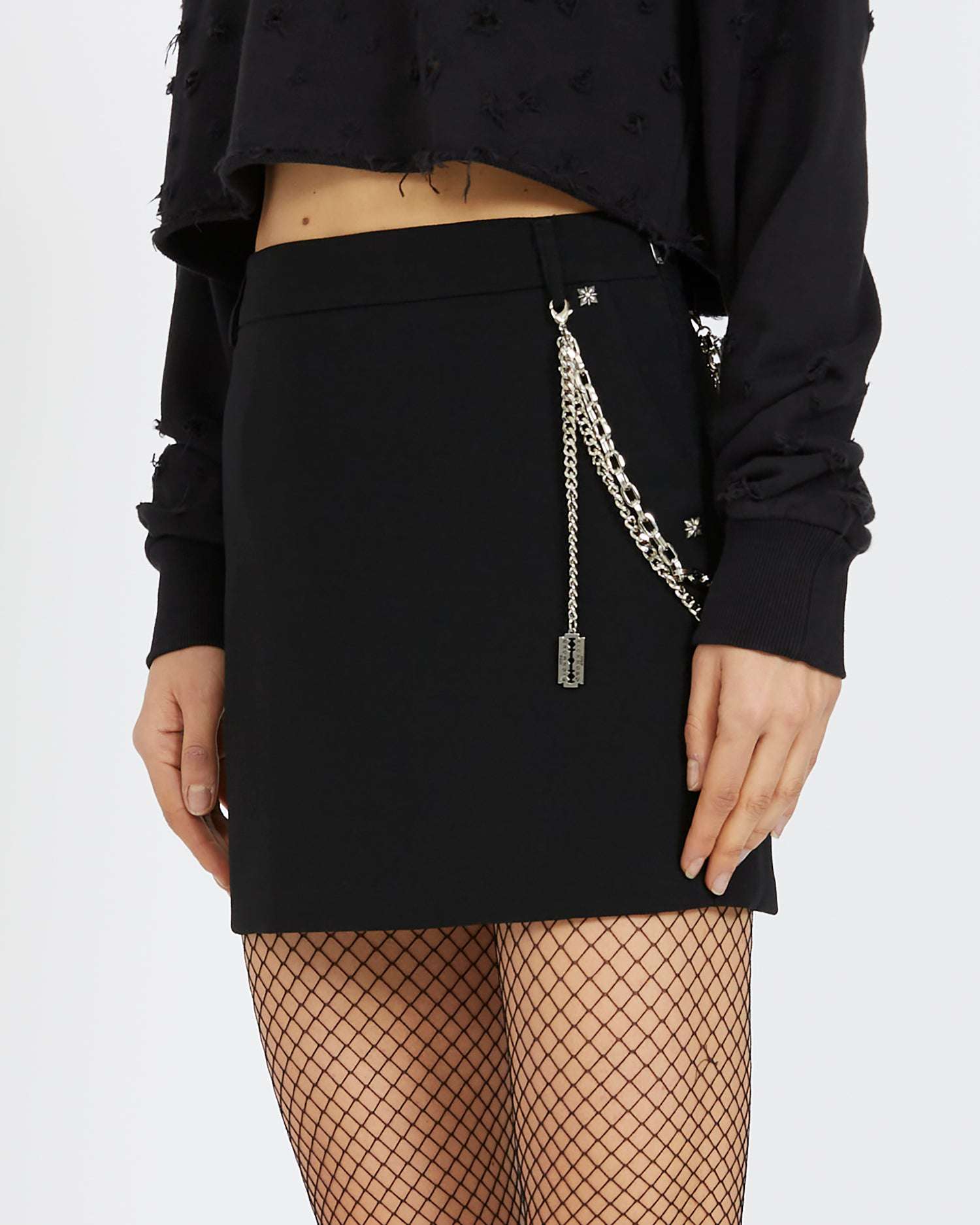 Shop John Richmond Miniskirt With Chain In Nero