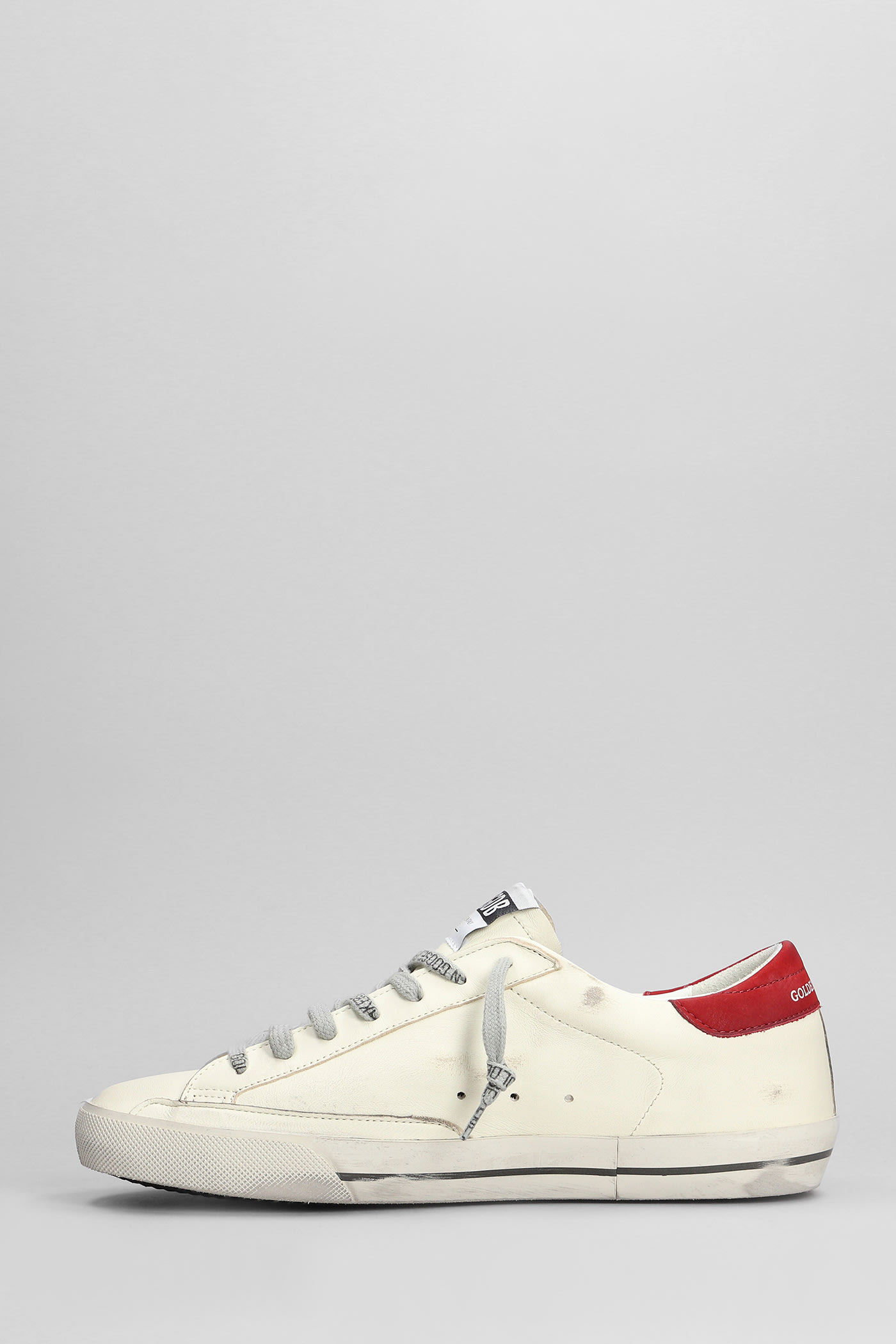 Golden Goose White Leather Snekaer In White/blue/red