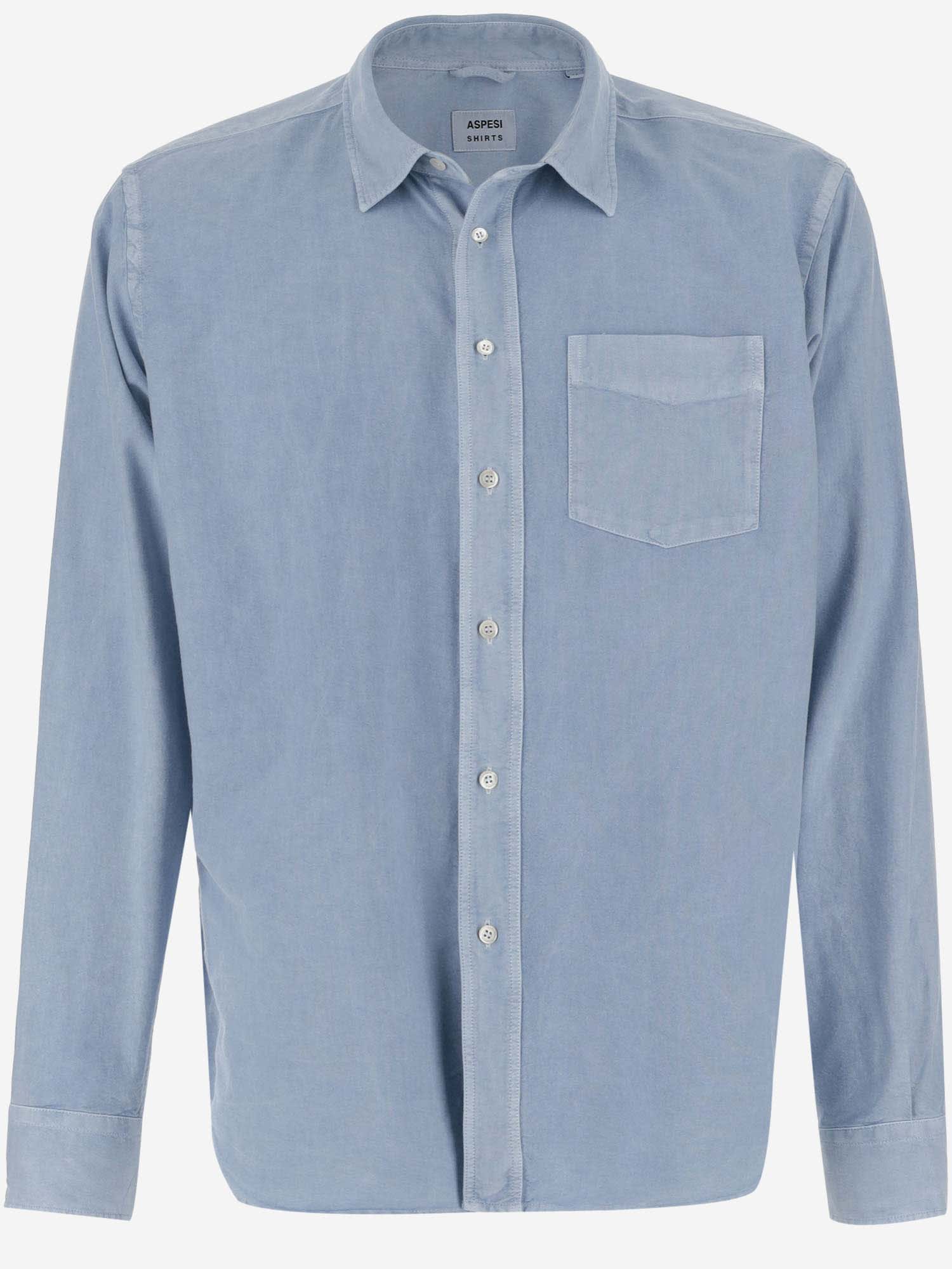 Shop Aspesi Cotton Oxford Shirt In Clear Blue