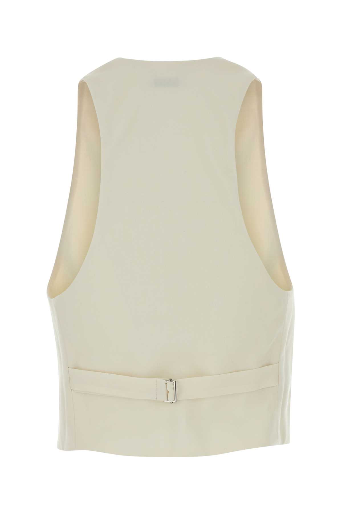 The Andamane Ivory Stretch Gabardine Vest In White