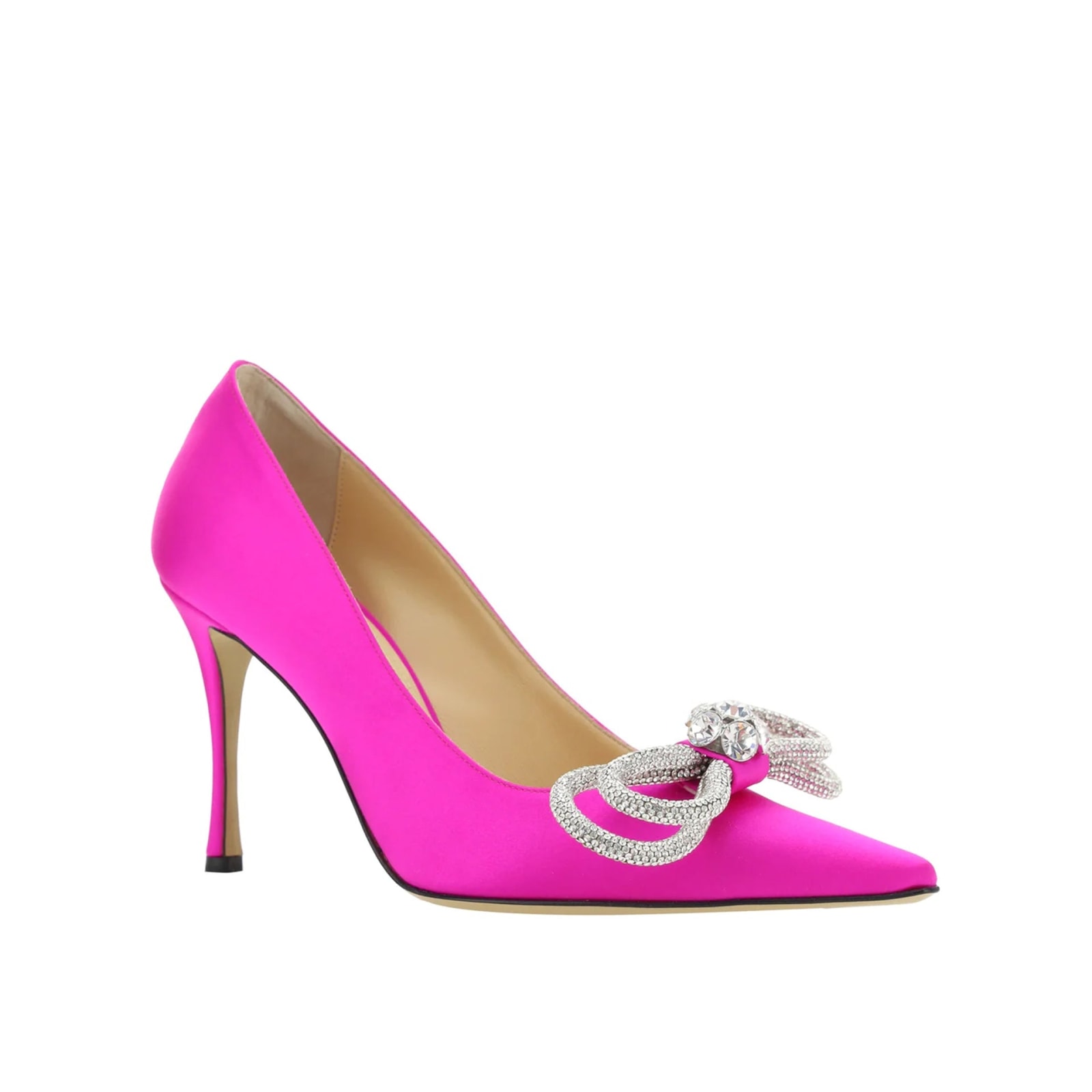 Shop Mach &amp; Mach Double Bow Satin Pumps In Pink