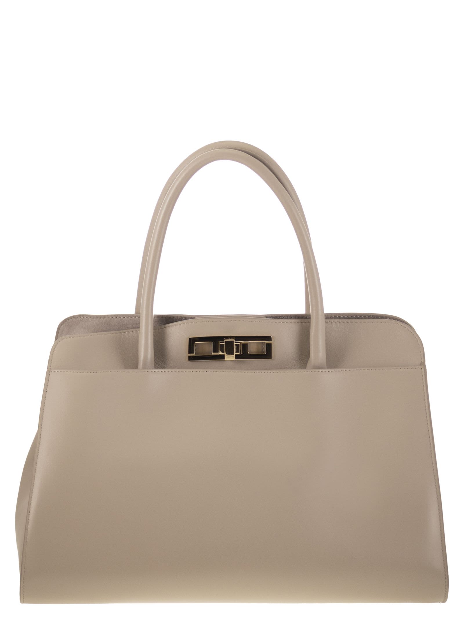 Fabiana Filippi Large Handbag With Metal Accessory In Beige