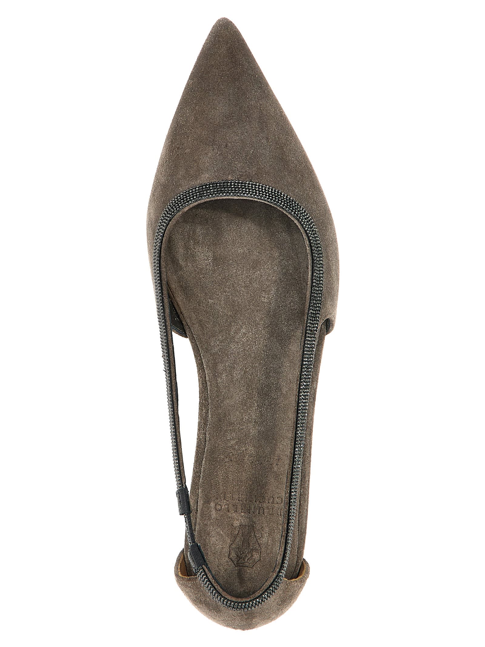 Shop Brunello Cucinelli City Ballet Flats In Gray