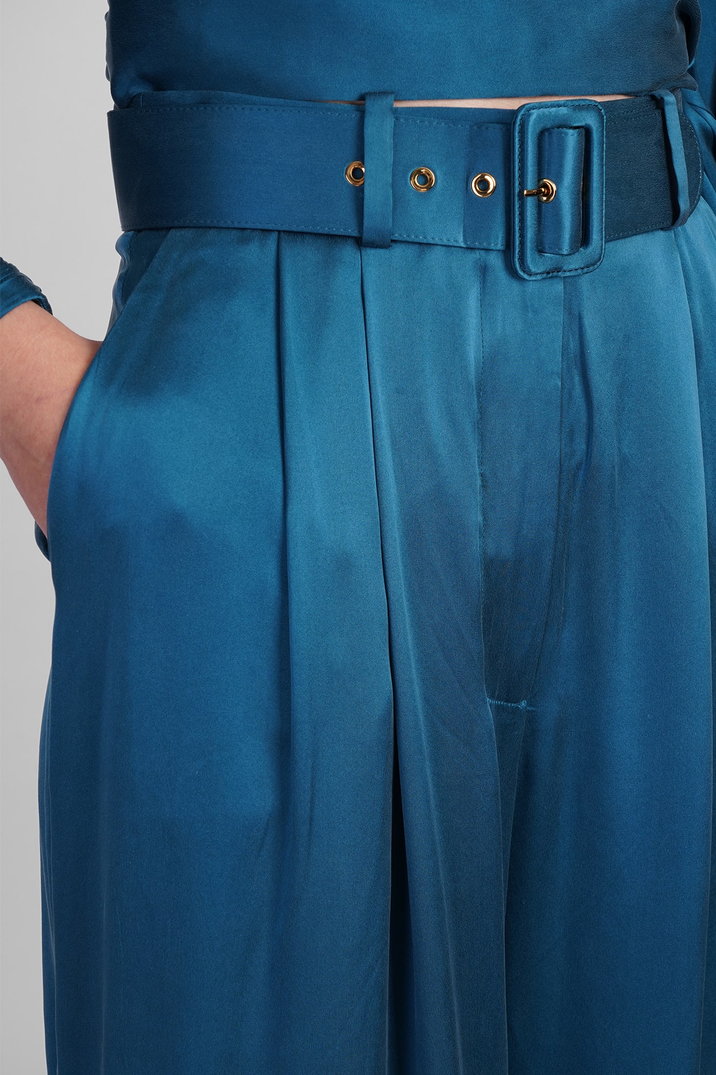 Shop Zimmermann Pants In Blue Silk