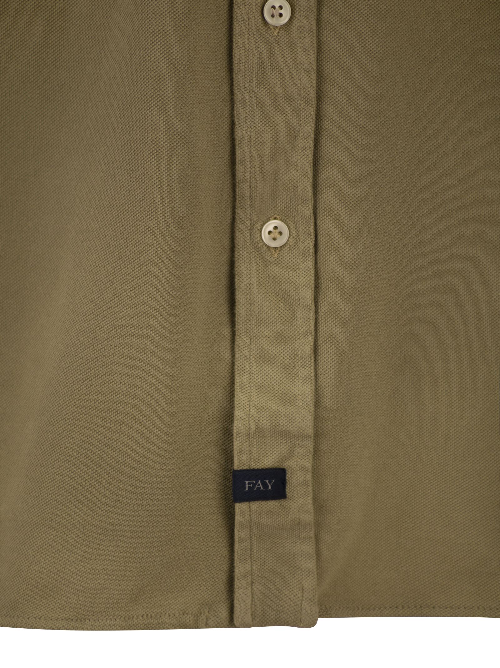 Shop Fay Cotton French Collar Shirt In Kaki