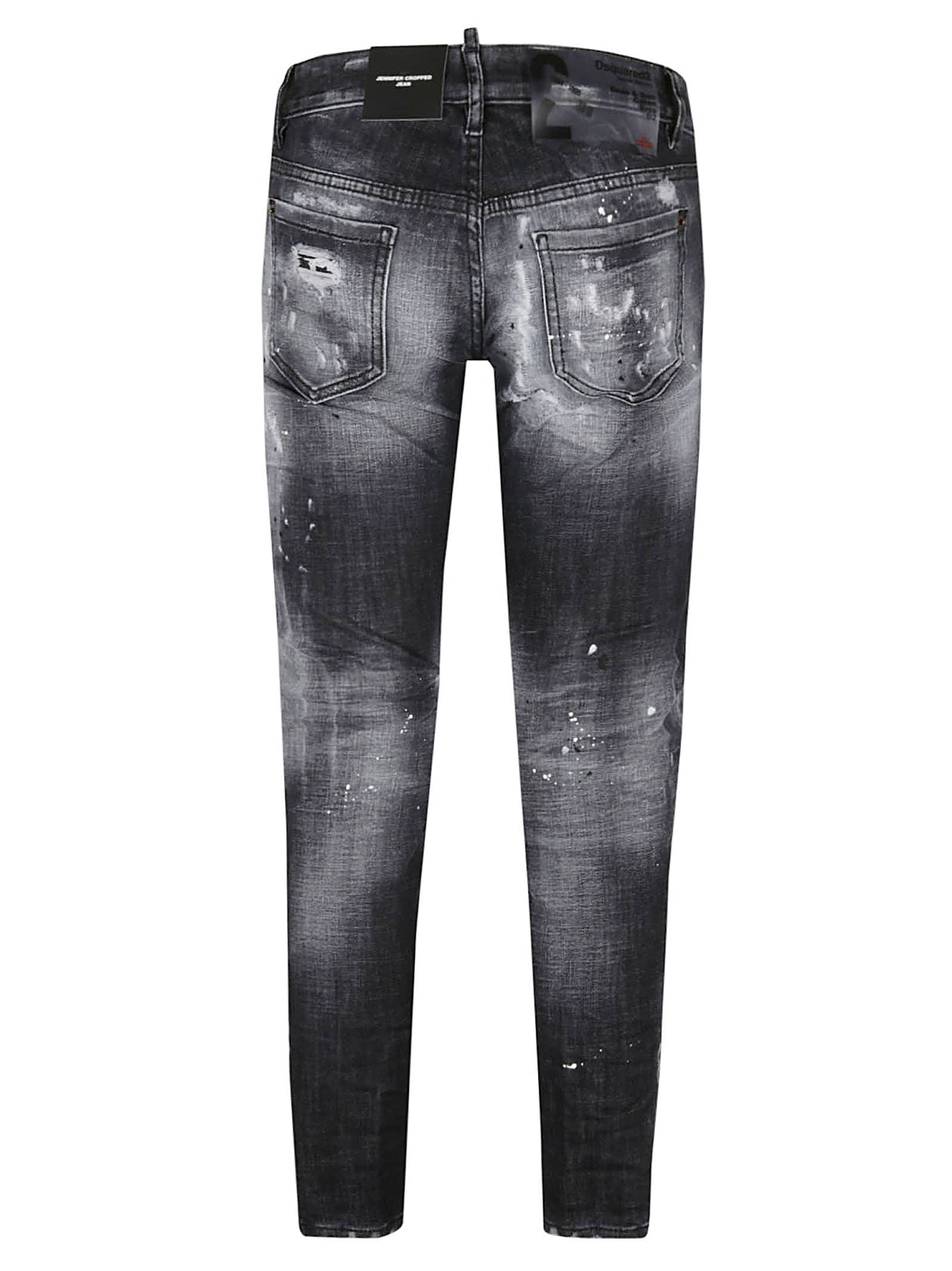 Shop Dsquared2 Cropped Jennifer Jeans In Black