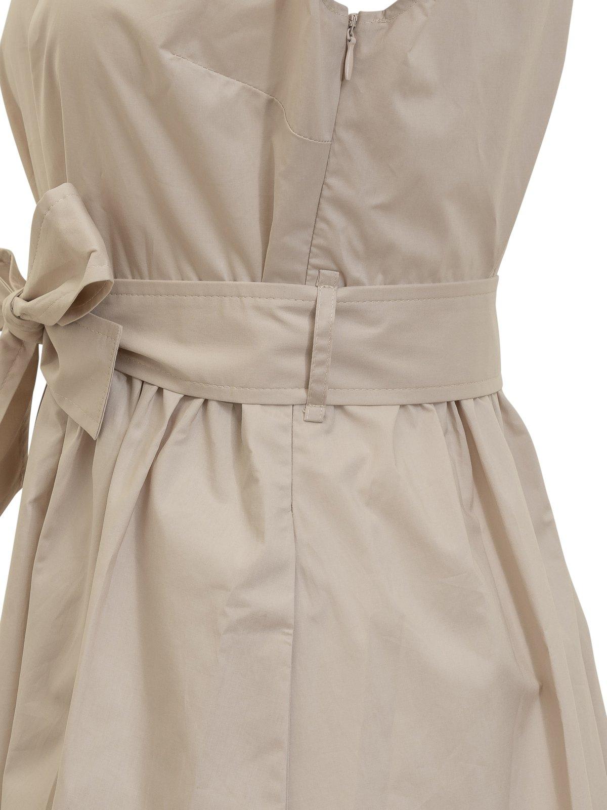 Shop Woolrich Belted Short-sleeved Dress In Beige