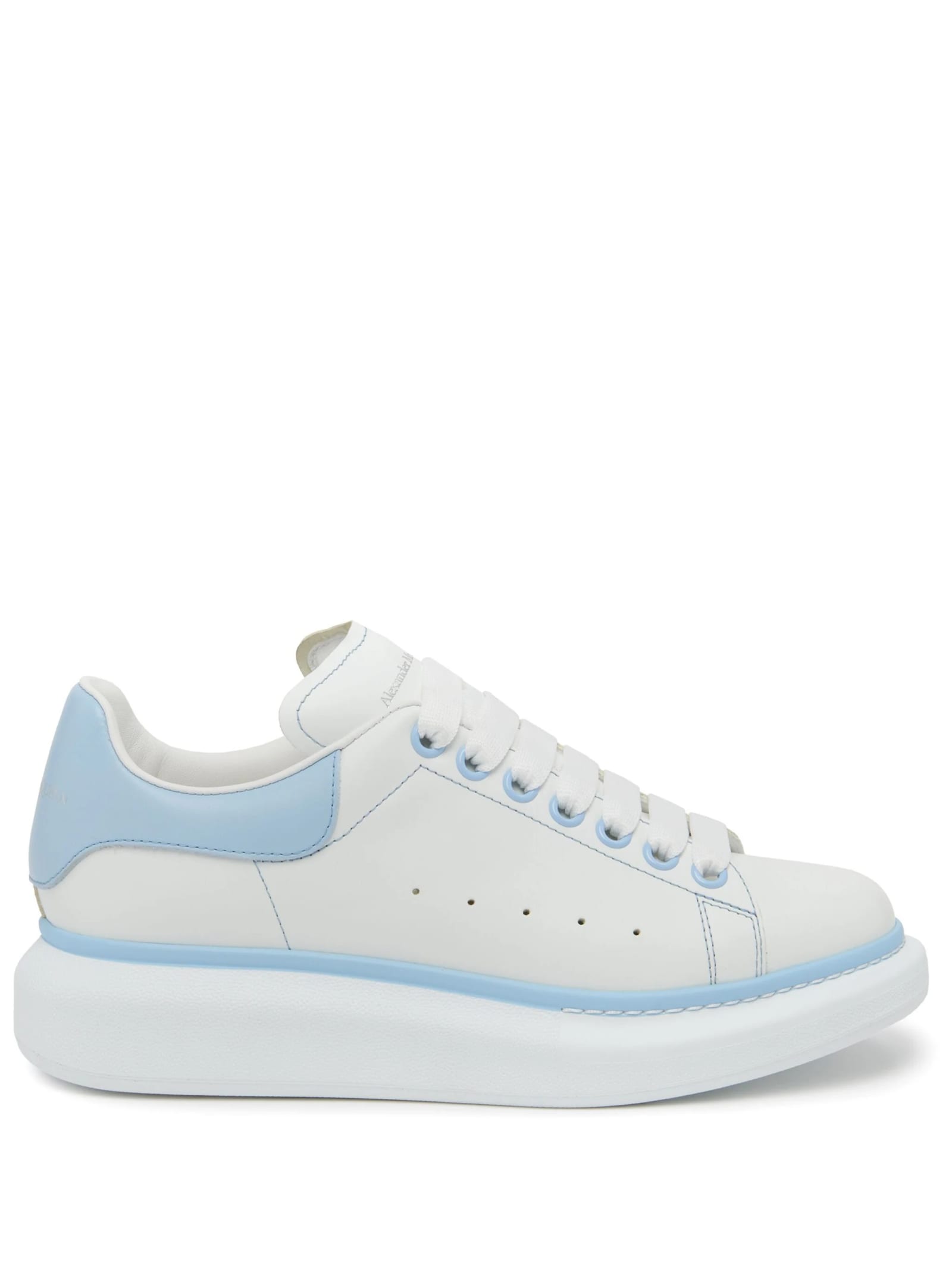 Shop Alexander Mcqueen White Oversized Sneakers With Powder Blue Details