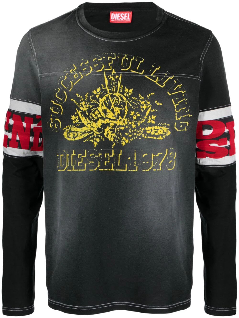 Shop Diesel Ju Long Sleeves T-shirt In Xx Black