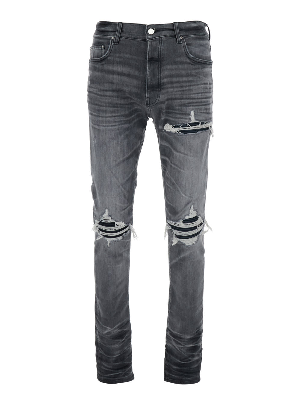 Amiri Stretch Denim Jeans Distressed Detailing In Gray