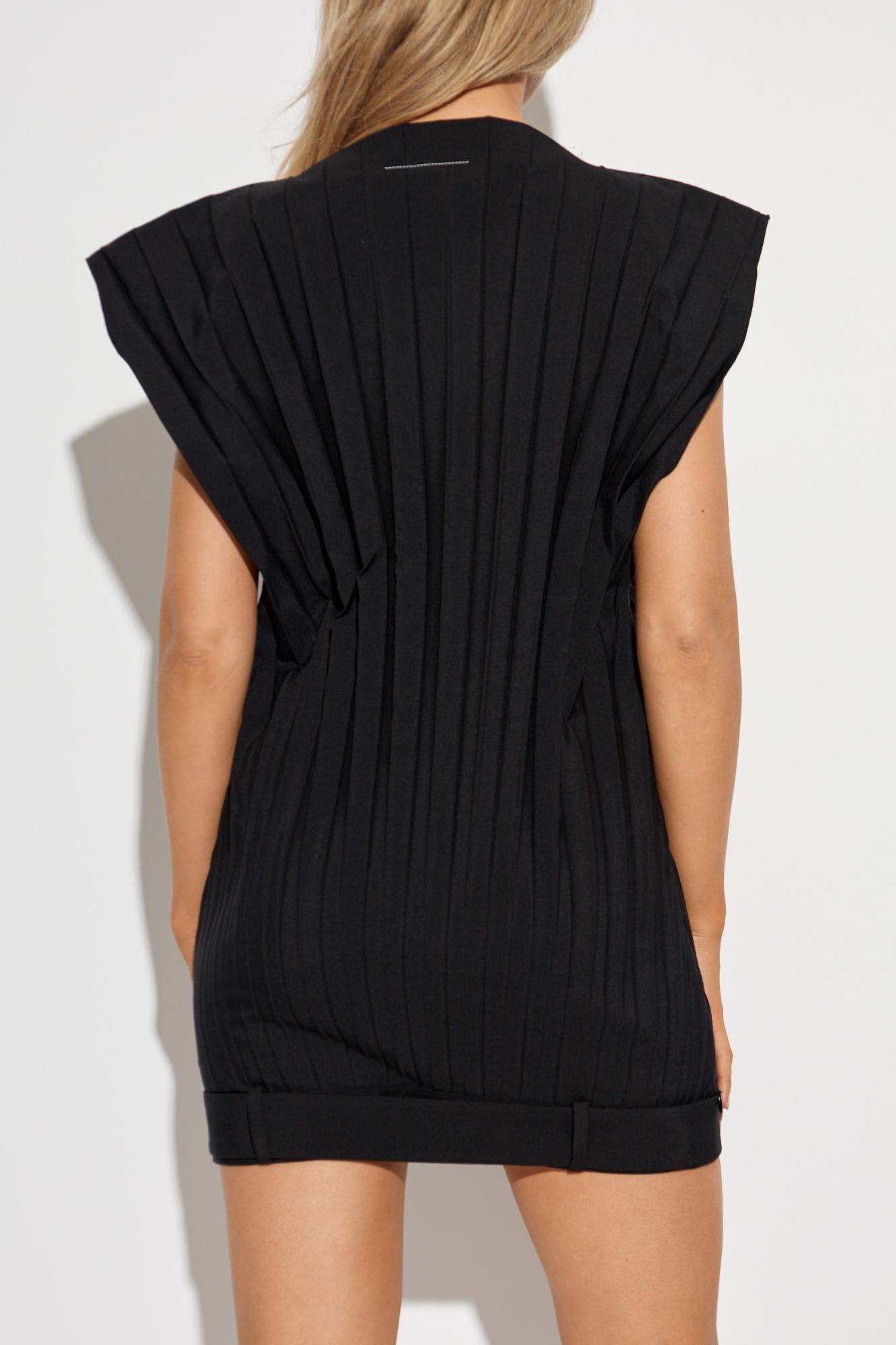 Mm6 Maison Margiela Pleated Dress In Black