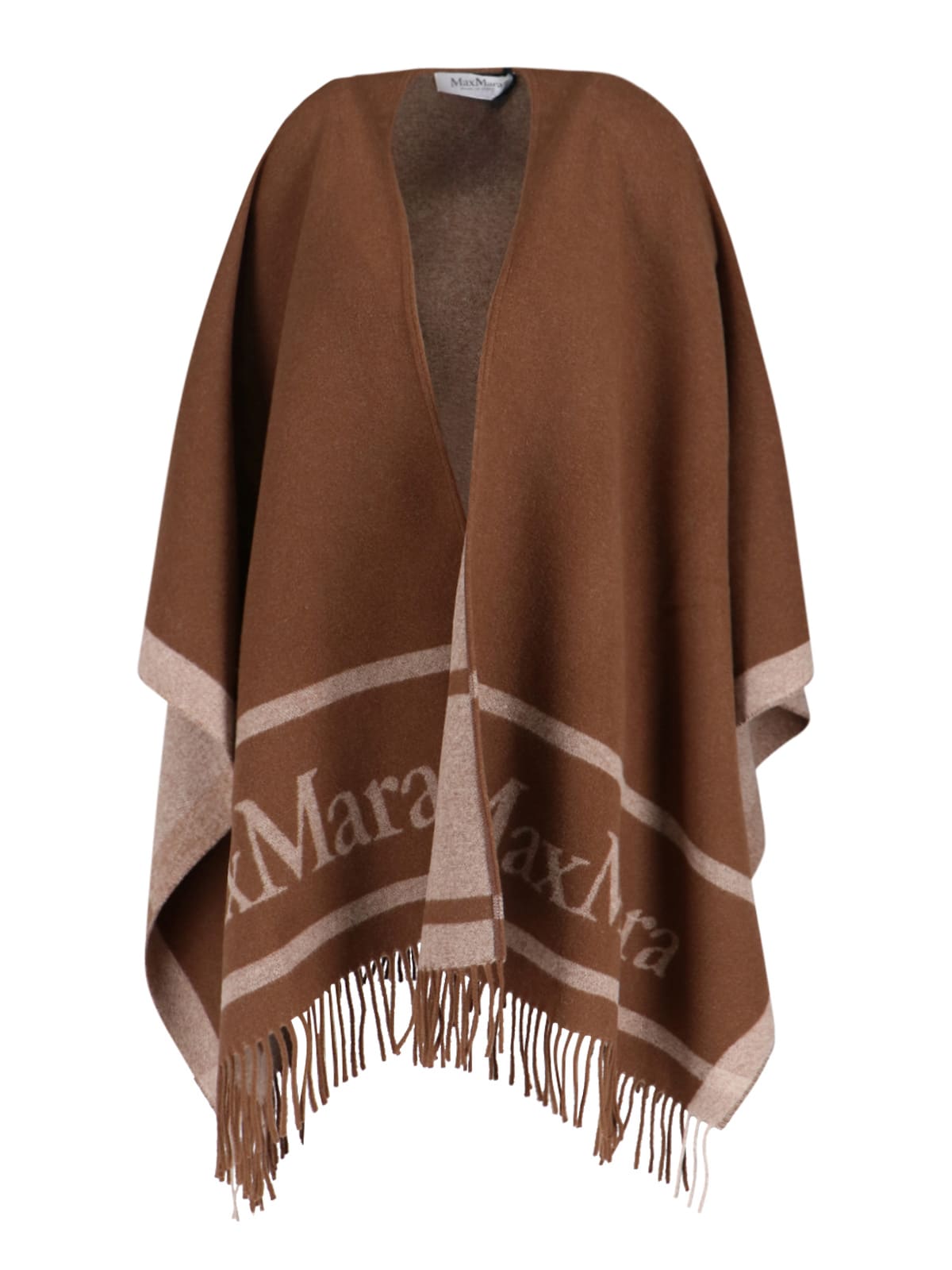 Max Mara Fringe Detailing Two-tone Jacket In Brown