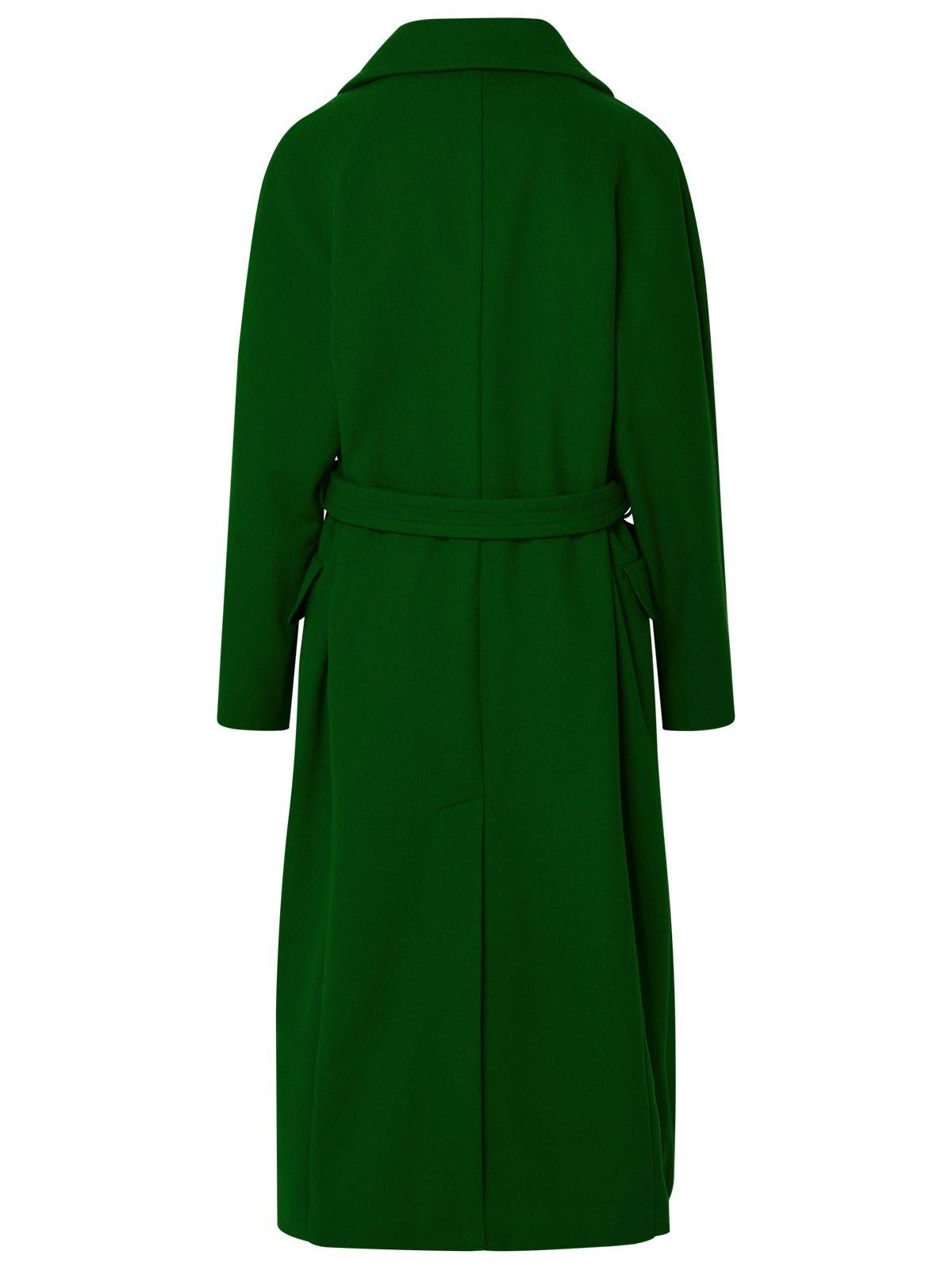 Shop Apc Belted Long Jacket In Green