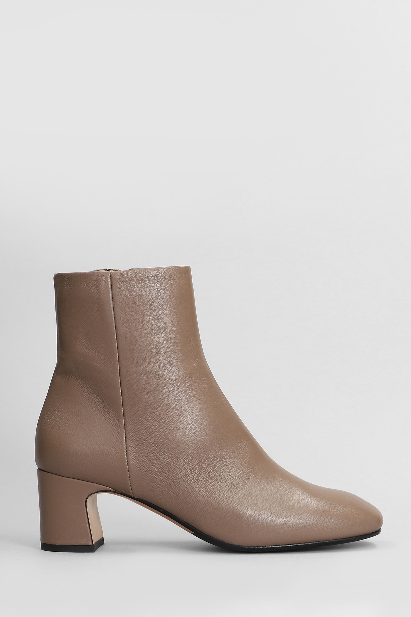 High Heels Ankle Boots In Taupe Leather