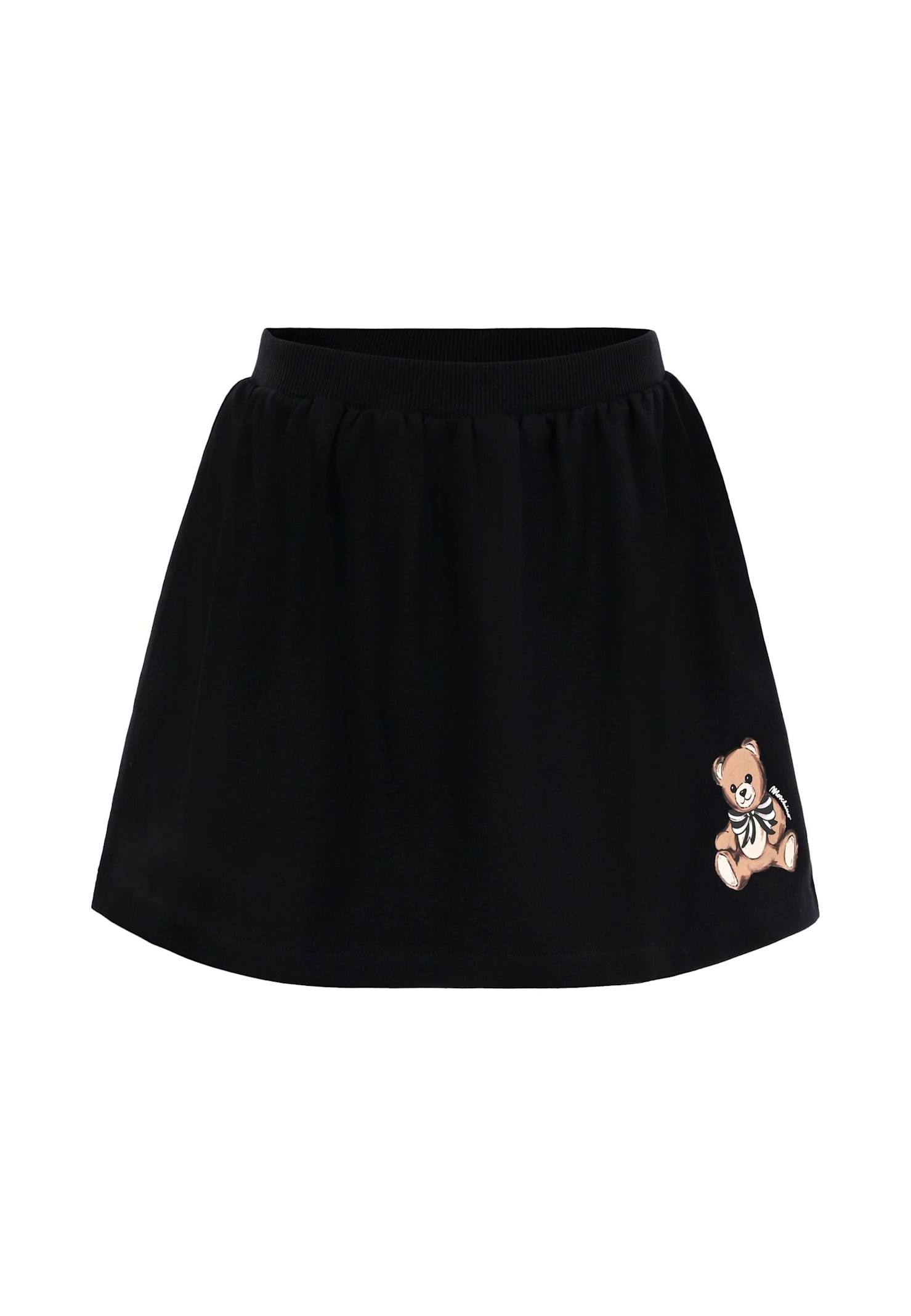 Moschino Kids' Black Skirt For Girl With Teddy Bear In Multi