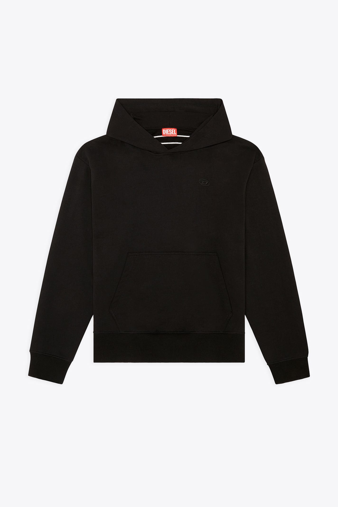 S-macs-hhod-megoval-d Black cotton hoodie with back logo - S Macs Hood Megoval D