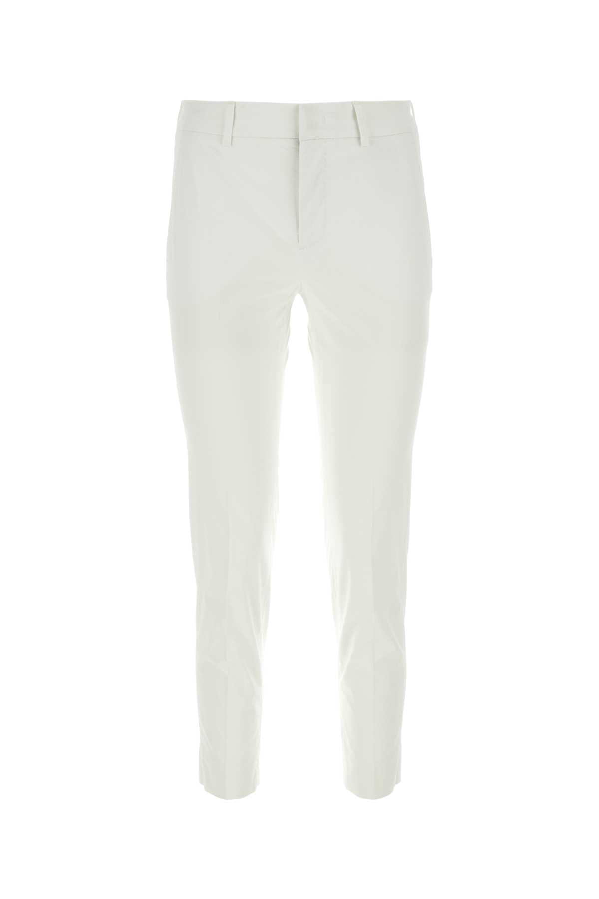 Shop Pt01 White Stretch Cotton New York Pant In Y010