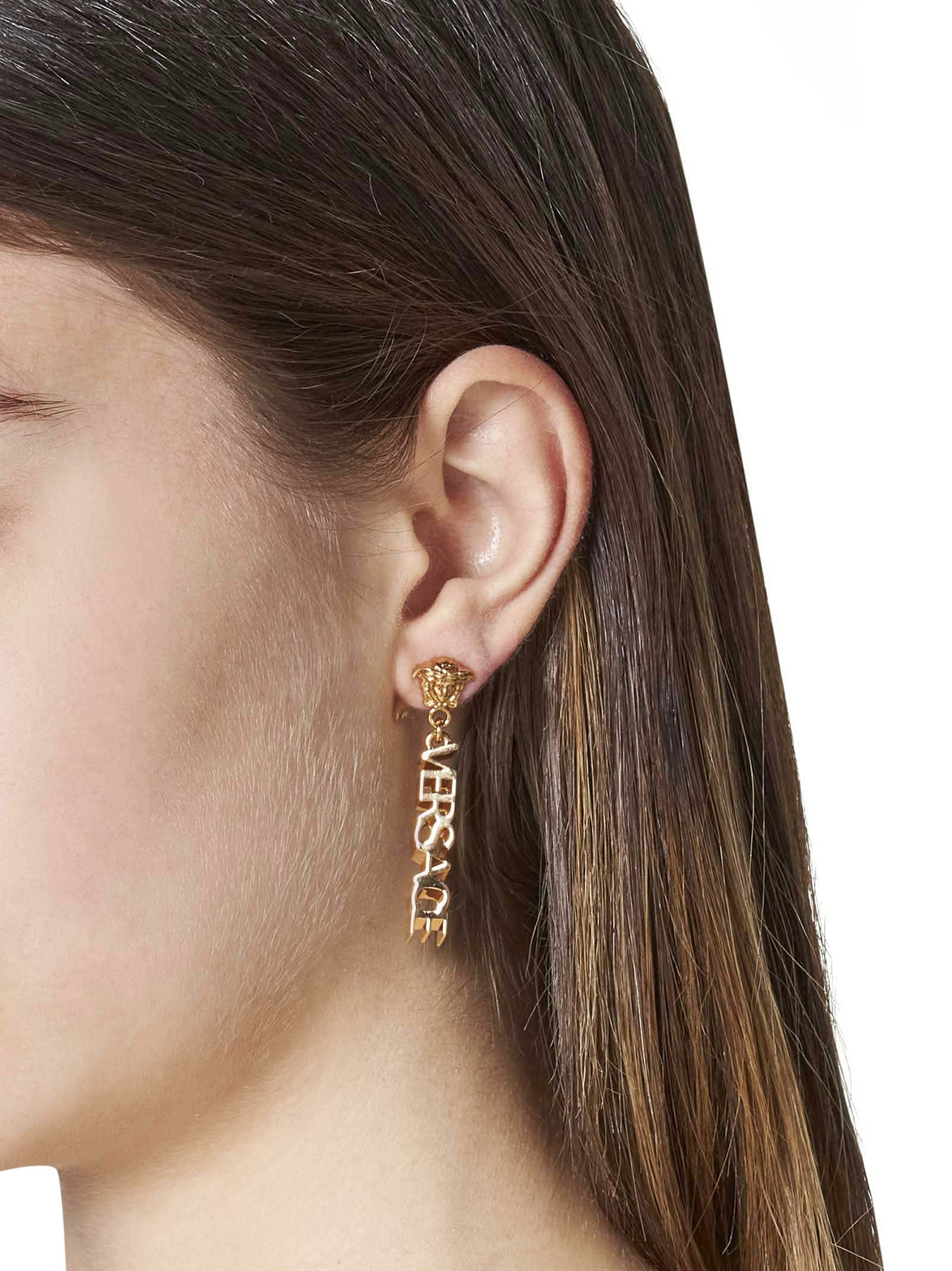 Shop Versace Earrings In  Gold