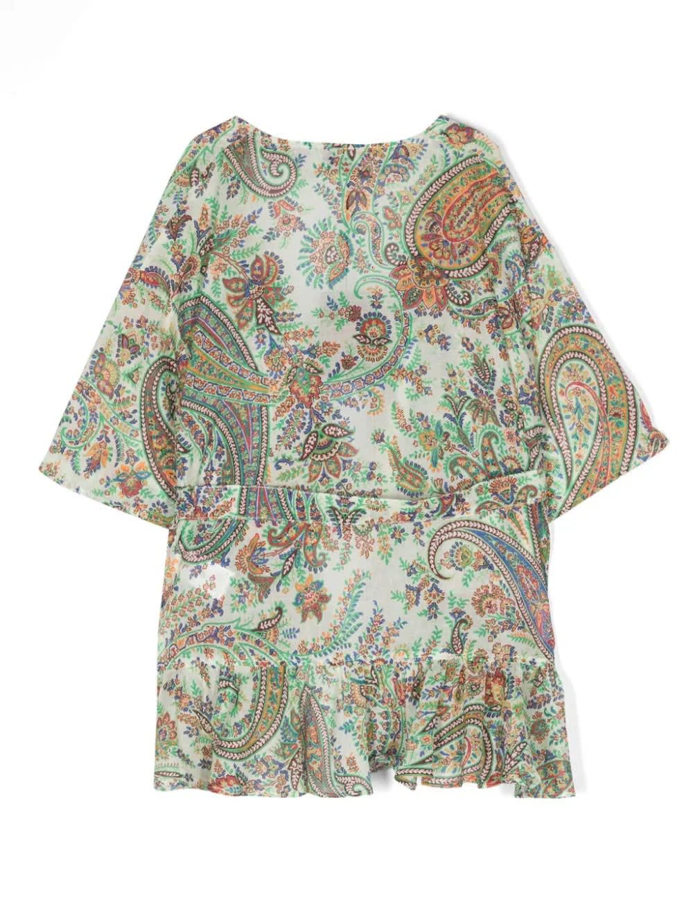 Shop Etro Wrap Dress With Multicolored Paisley Motif In Multicolour