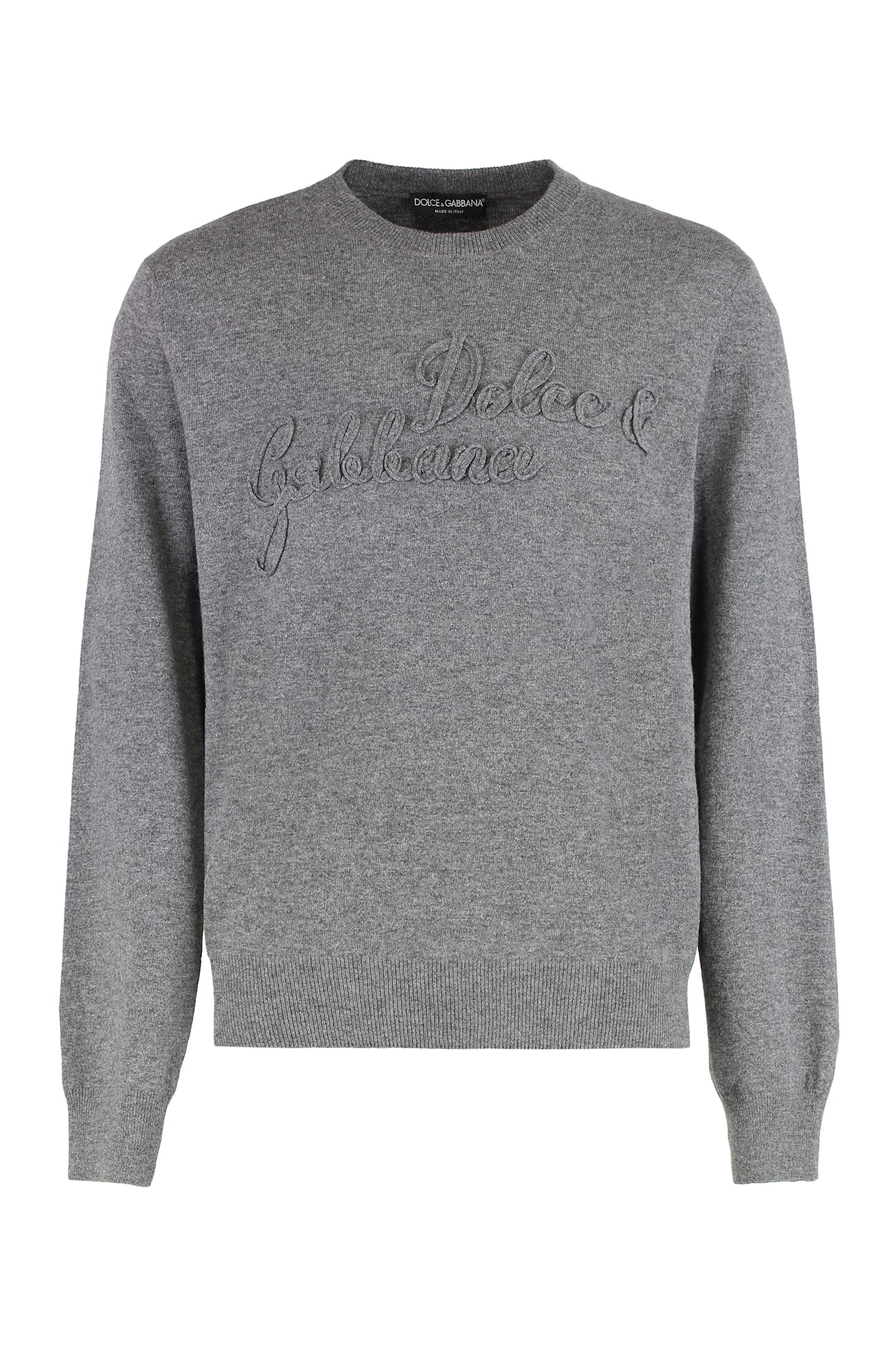 Dolce & Gabbana Virgin Wool Crew-neck Sweater In Gray