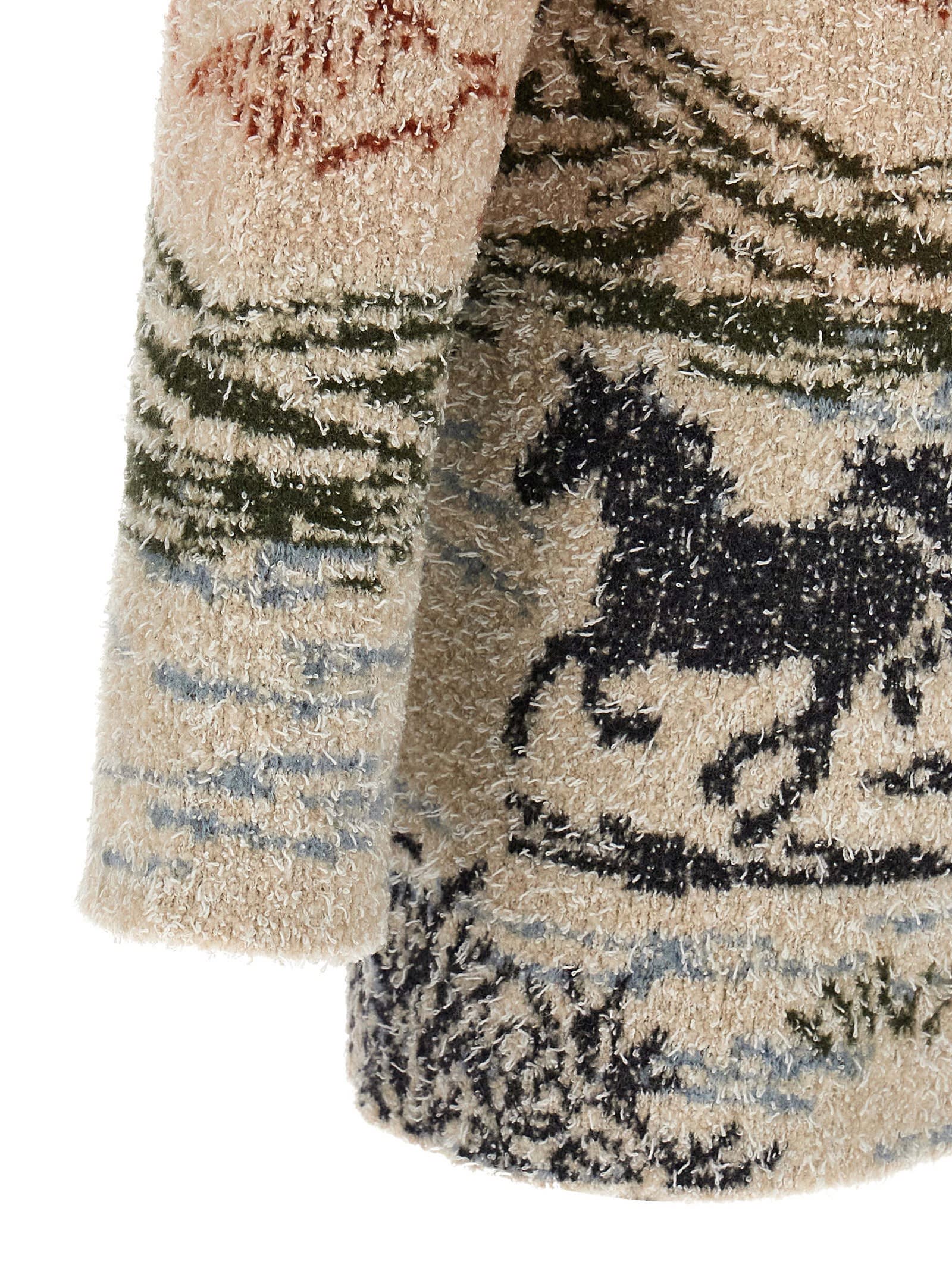 Alanui Graphic Pattern Long Sleeve Wool Cardigan In Multi