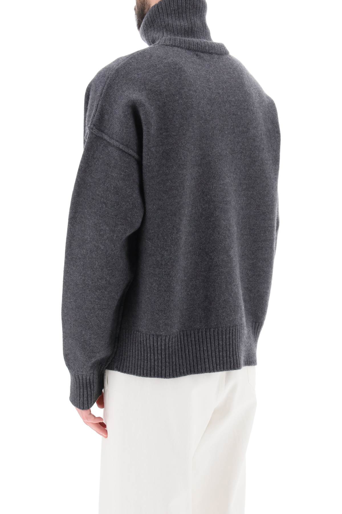 Ami Alexandre Mattiussi Ami Paris Grey Turtleneck Sweater Ami De Coeur Men In Gray