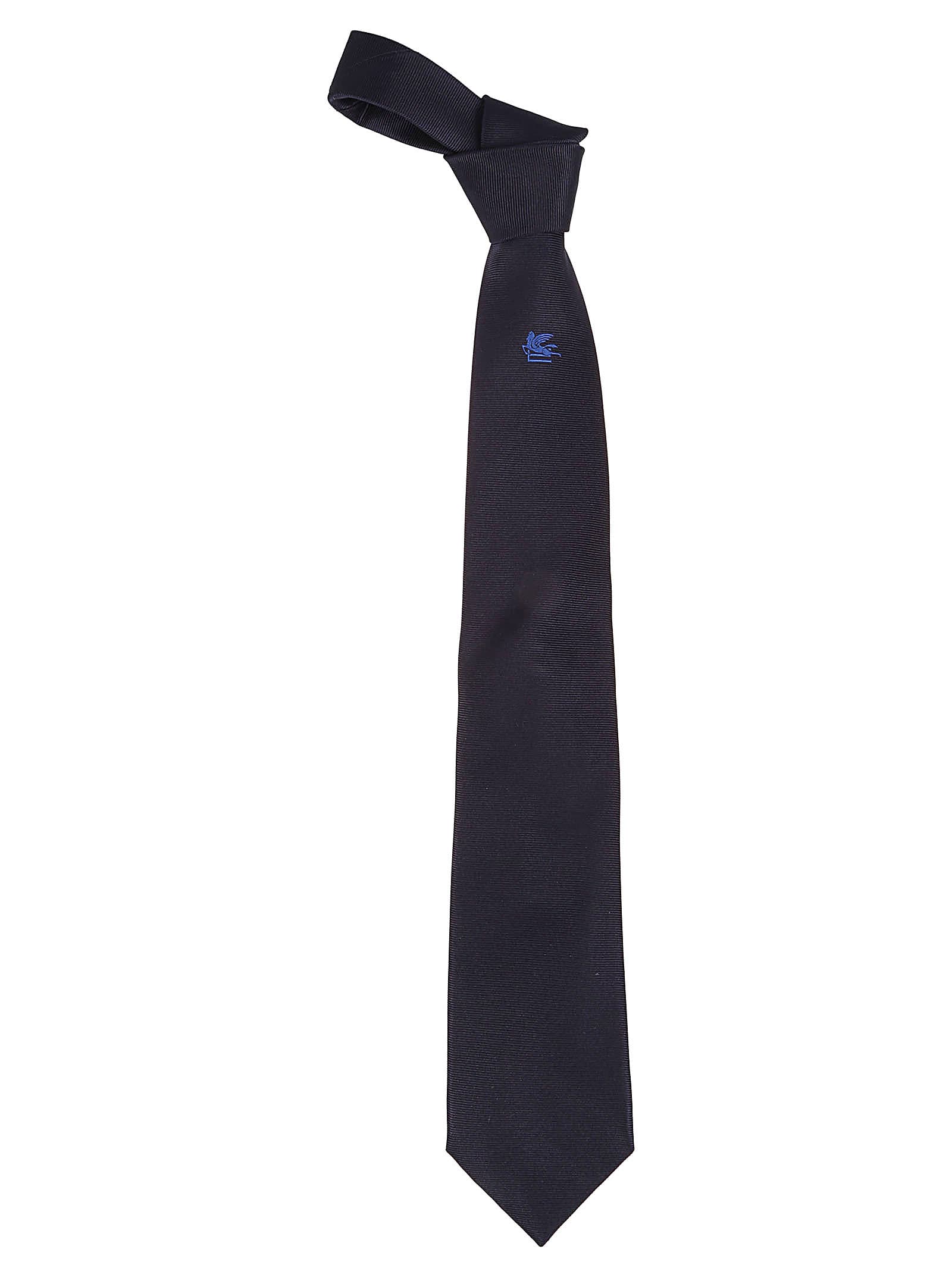 Shop Etro Placed Tie In Blu Navy