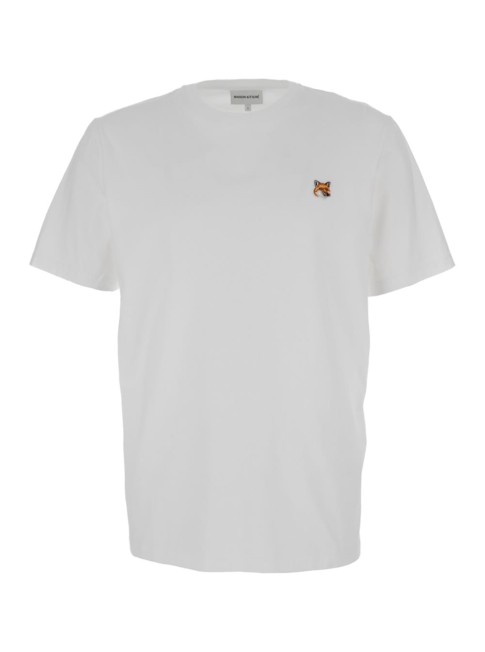 Maison Kitsuné White T-shirt With Fox Head Patch In Cotton Man