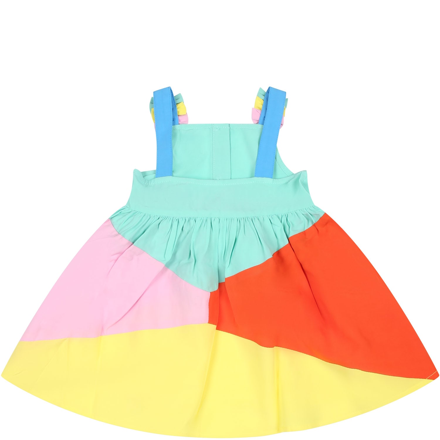 Shop Stella Mccartney Green Dress For Baby Girl With Bows In Multicolor