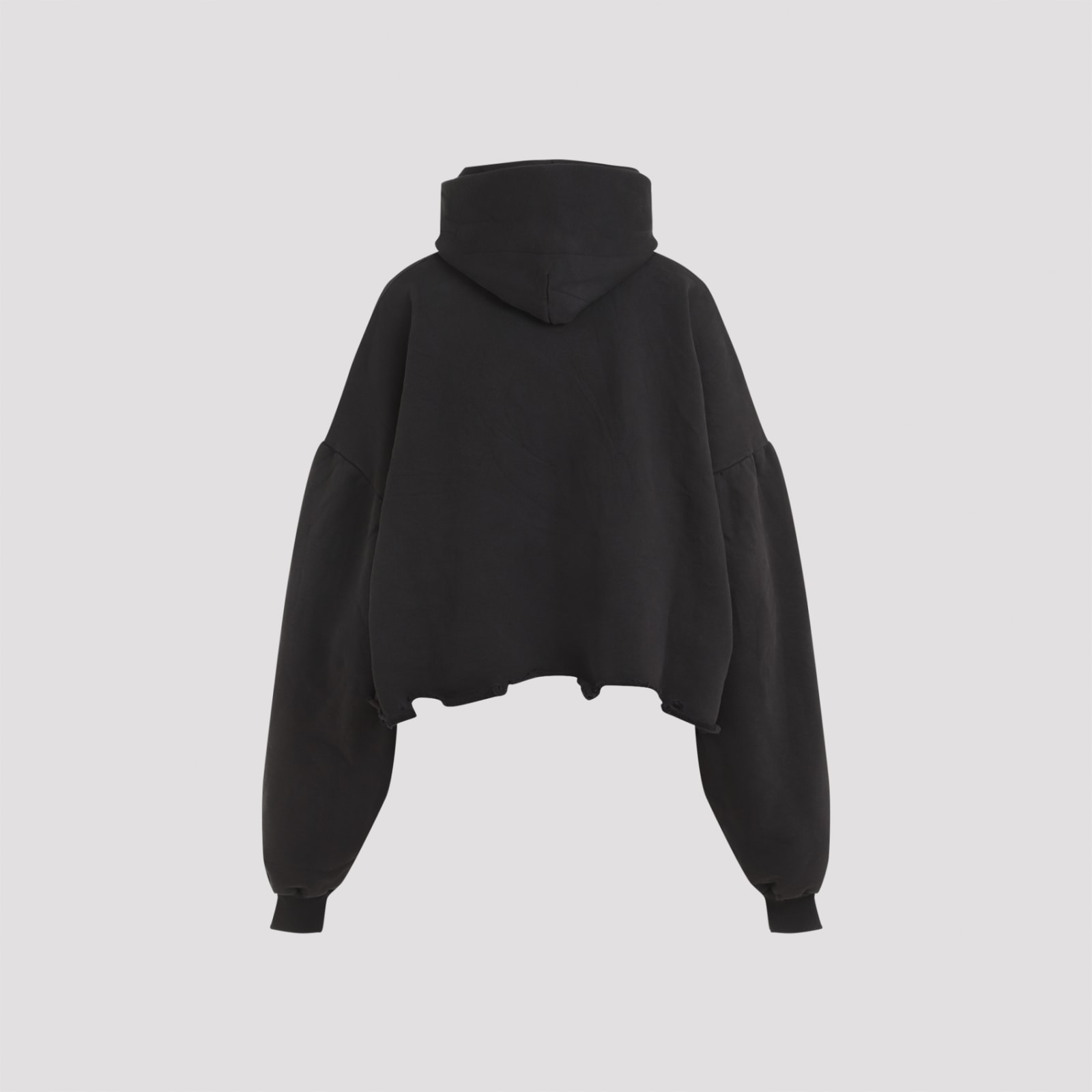 Shop Balenciaga Cropped Hoodie In Black Blue