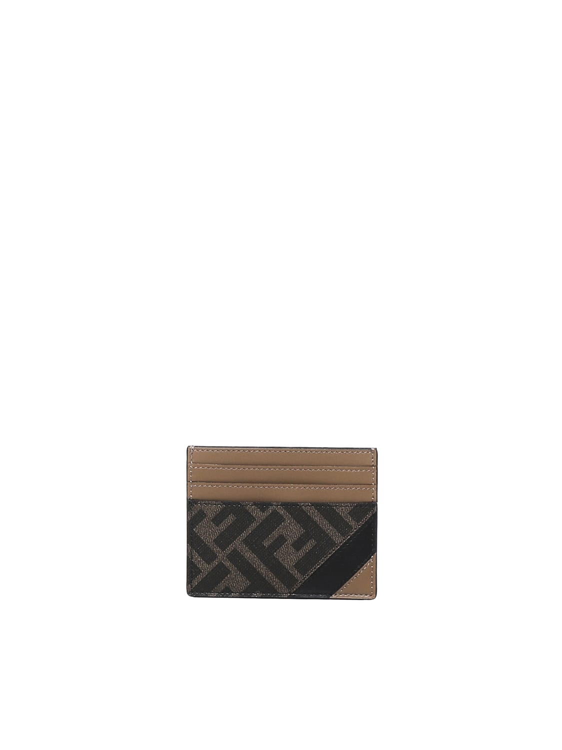 Shop Fendi Calfskin Card Holder In Tobacco