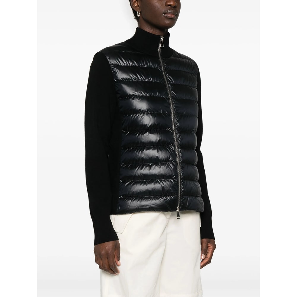 Moncler Black Padded Zip-up Cardigan In Black