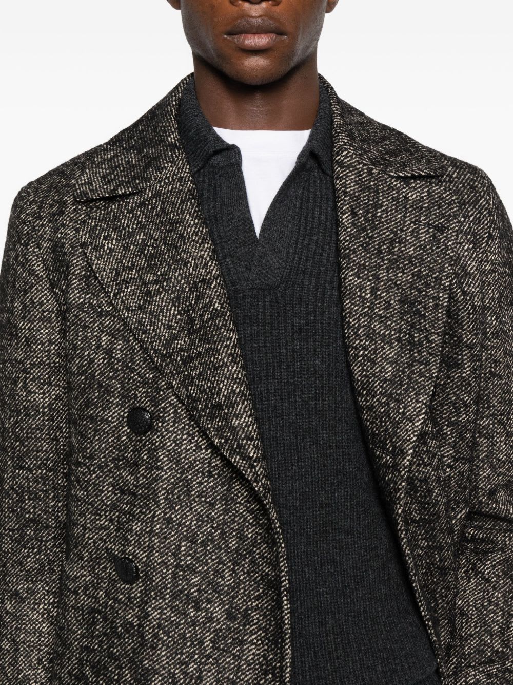 Tagliatore Long Sleeve Coat Notched Lapels Pockets In Black