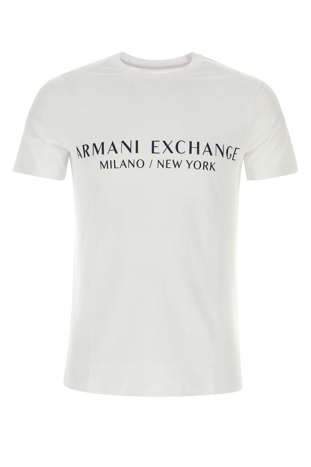 Armani Collezioni Logo Printed Crewneck T-shirt In White